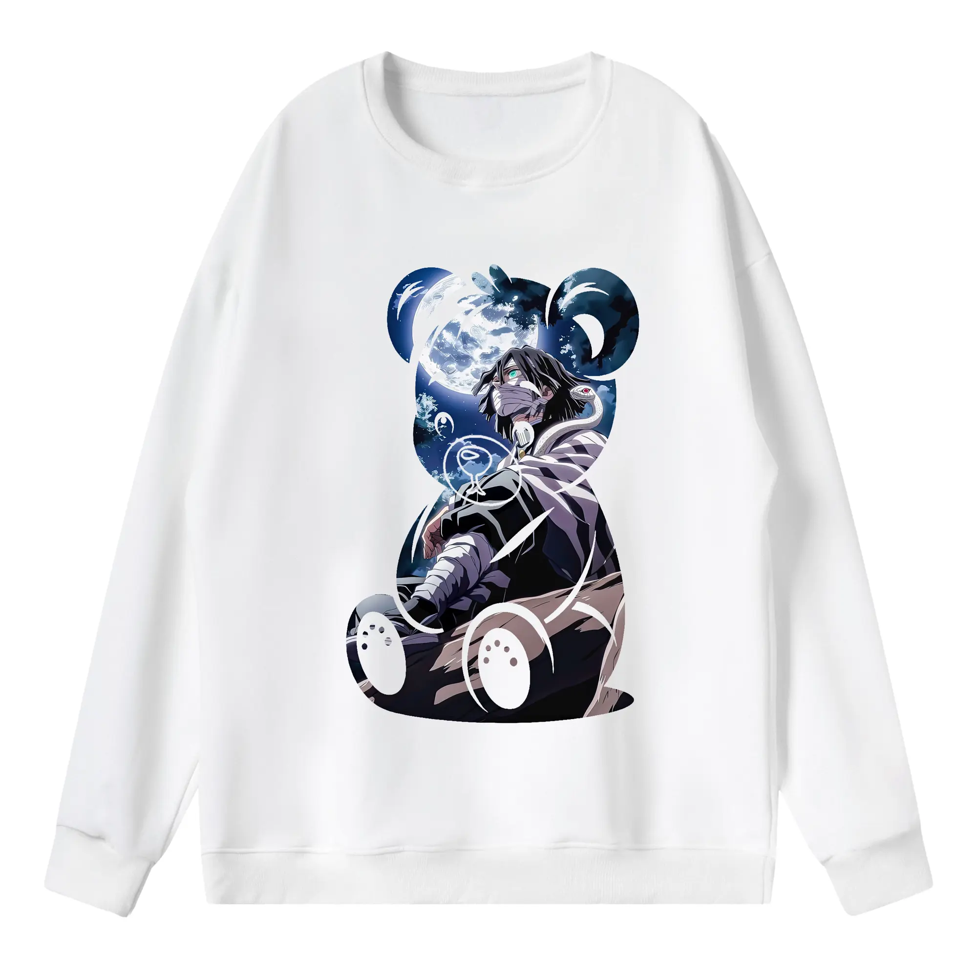 鬼滅の刃 グッズ,伊黒 小芭内 - 薄手 クルーネック スウェット 裏毛260g · ポリエステル 春秋向け カジュアル 男女兼用 · トレーナー デイリー スポーツ 散歩に最適