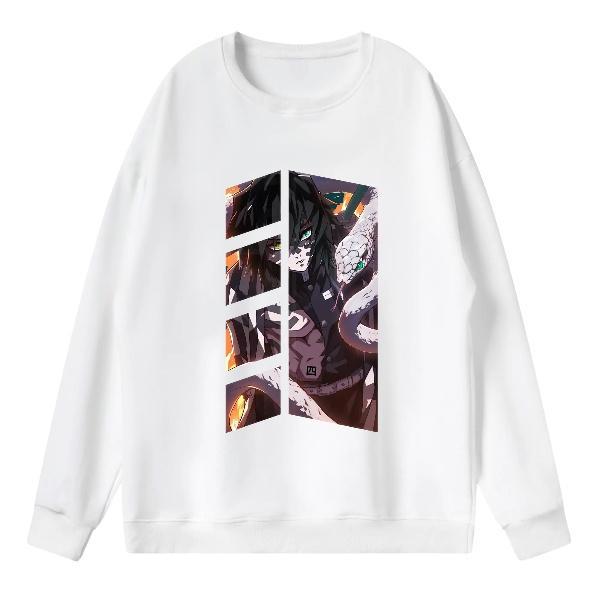 鬼滅の刃 グッズ,伊黒 小芭内 - 薄手 クルーネック スウェット 裏毛260g · ポリエステル 春秋向け カジュアル 男女兼用 · トレーナー デイリー スポーツ 散歩に最適