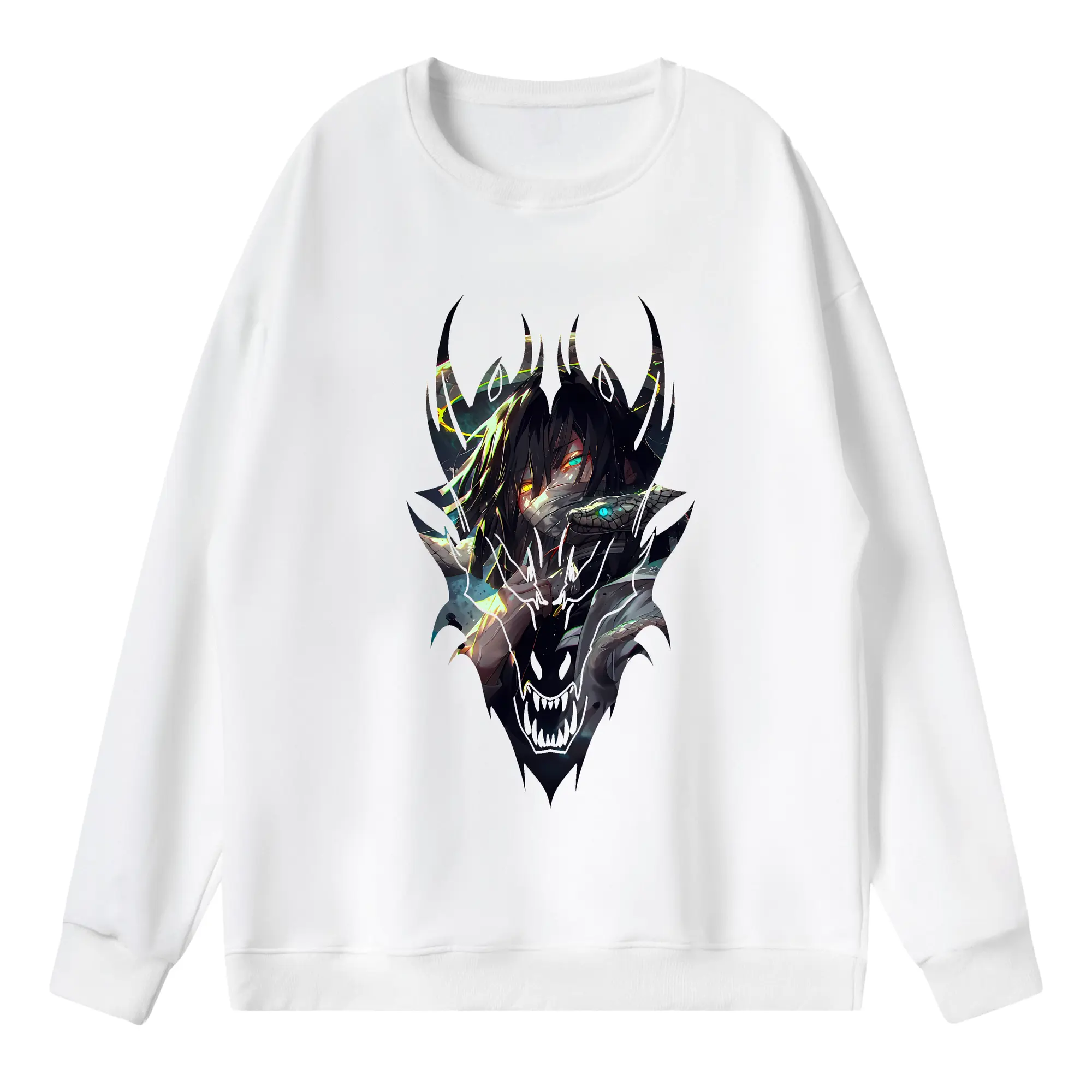 鬼滅の刃 グッズ,伊黒 小芭内 - 薄手 クルーネック スウェット 裏毛260g · ポリエステル 春秋向け カジュアル 男女兼用 · トレーナー デイリー スポーツ 散歩に最適