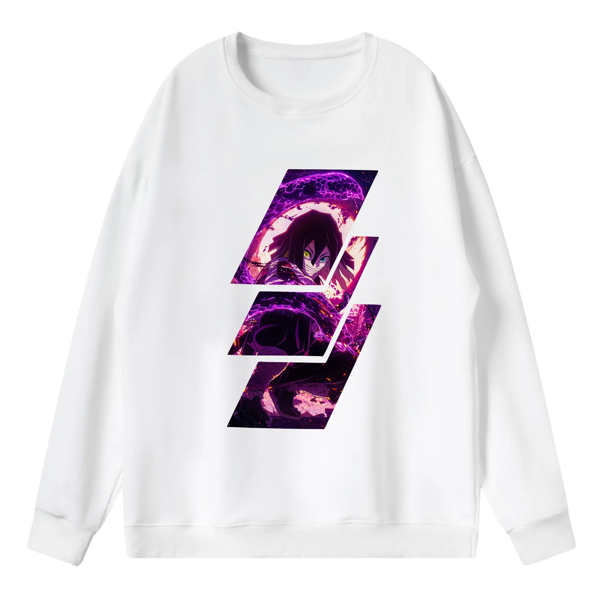 鬼滅の刃 グッズ,伊黒 小芭内 - 薄手 クルーネック スウェット 裏毛260g · ポリエステル 春秋向け カジュアル 男女兼用 · トレーナー デイリー スポーツ 散歩に最適