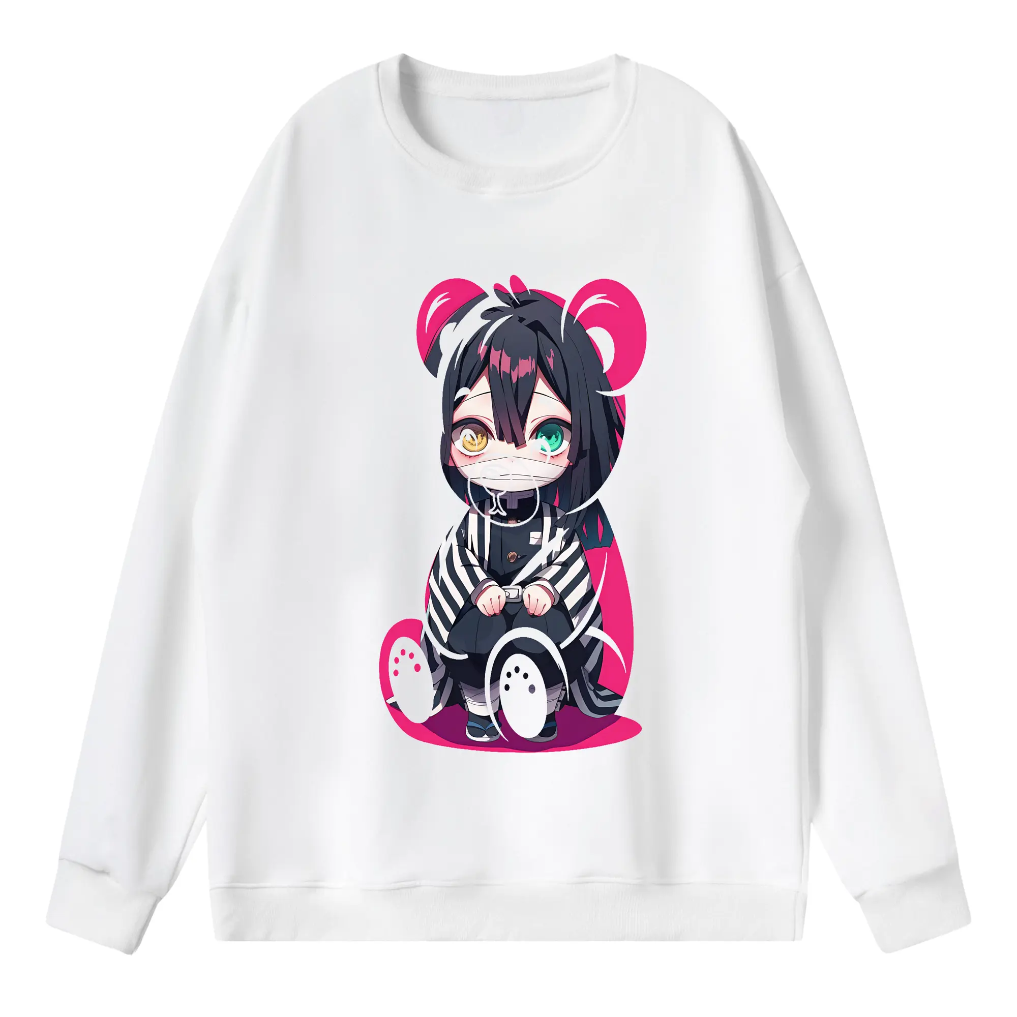 鬼滅の刃 グッズ,伊黒 小芭内 - 薄手 クルーネック スウェット 裏毛260g · ポリエステル 春秋向け カジュアル 男女兼用 · トレーナー デイリー スポーツ 散歩に最適