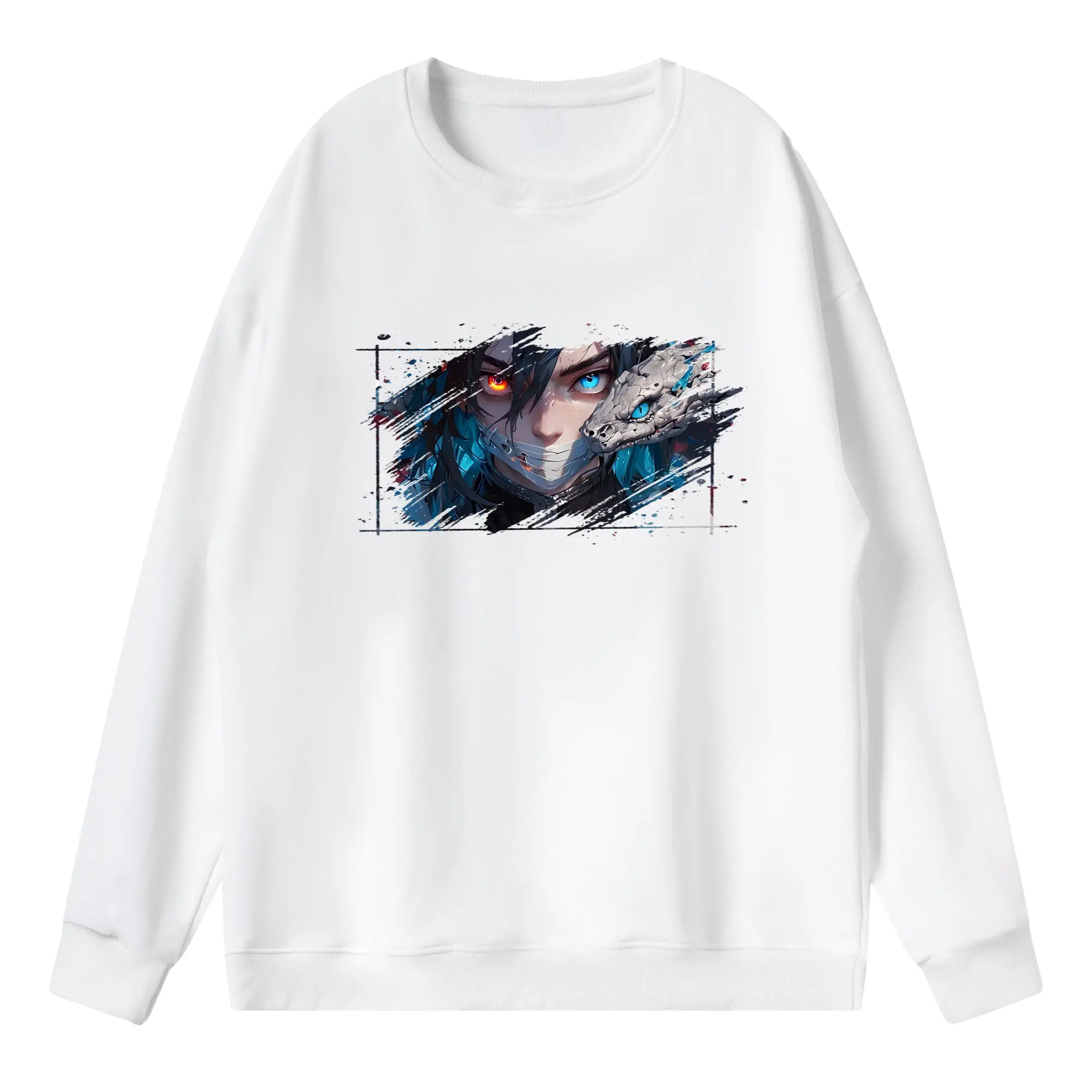 鬼滅の刃 グッズ,伊黒 小芭内 - 薄手 クルーネック スウェット 裏毛260g · ポリエステル 春秋向け カジュアル 男女兼用 · トレーナー デイリー スポーツ 散歩に最適