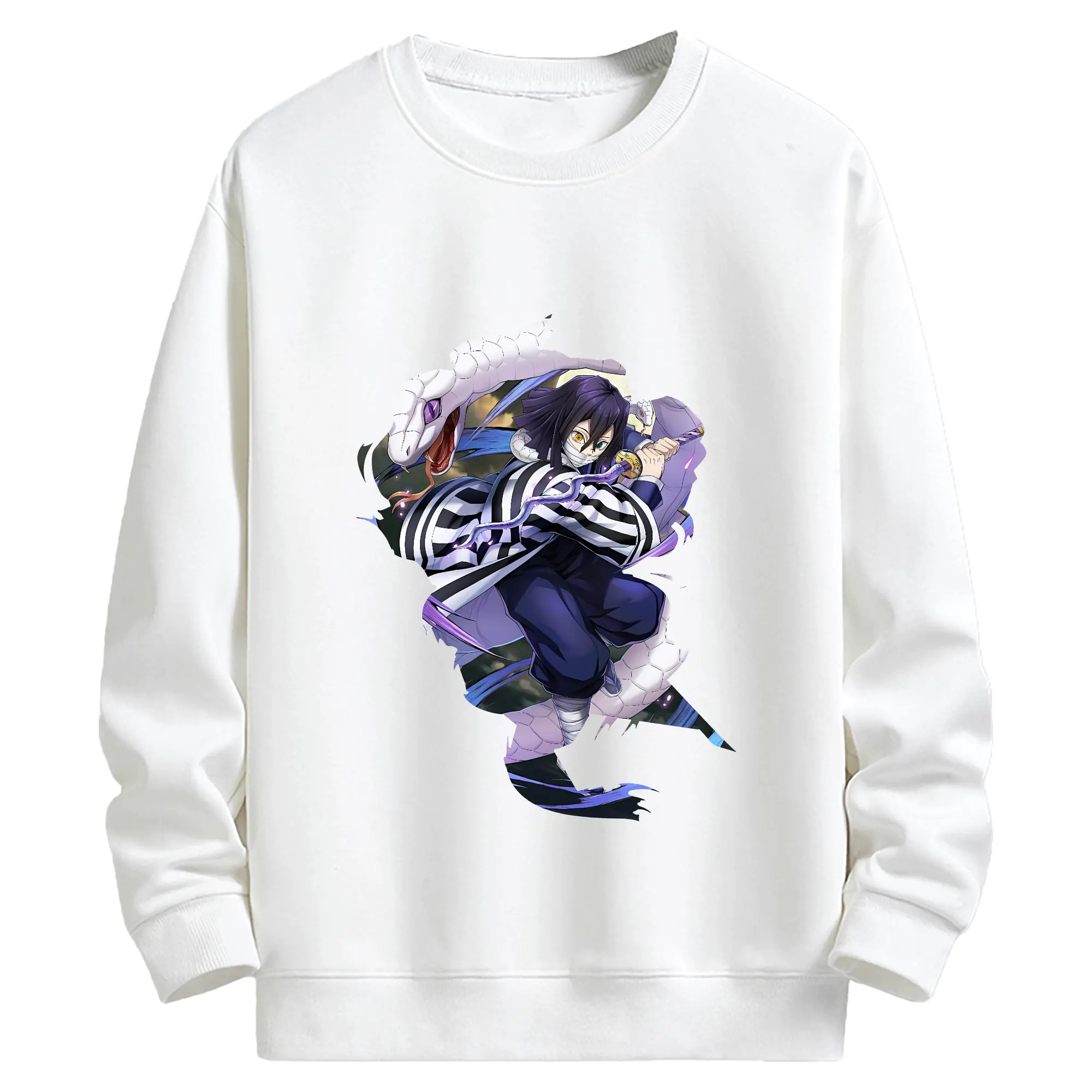 鬼滅の刃 グッズ,伊黒 小芭内 - キッズ クルーネックスウェットシャツ ・ フロントプリント ・ 綿80％ ポリエステル20％ ・ 快適 通学 スポーツ 日常使い お散歩用