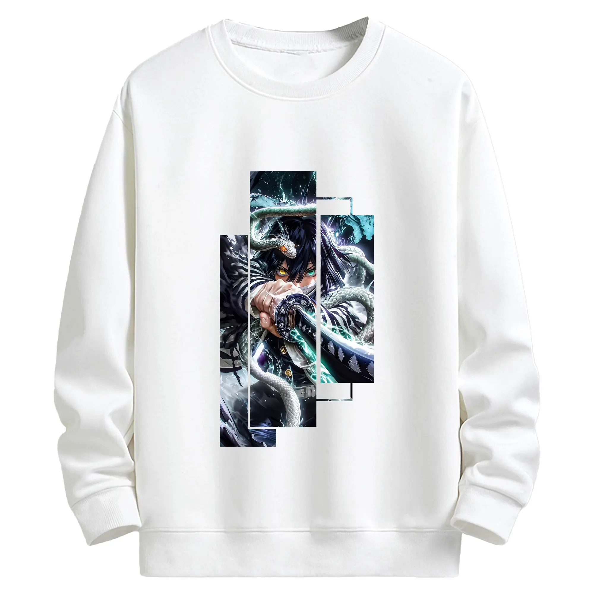 鬼滅の刃 グッズ,伊黒 小芭内 - キッズ クルーネックスウェットシャツ ・ フロントプリント ・ 綿80％ ポリエステル20％ ・ 快適 通学 スポーツ 日常使い お散歩用