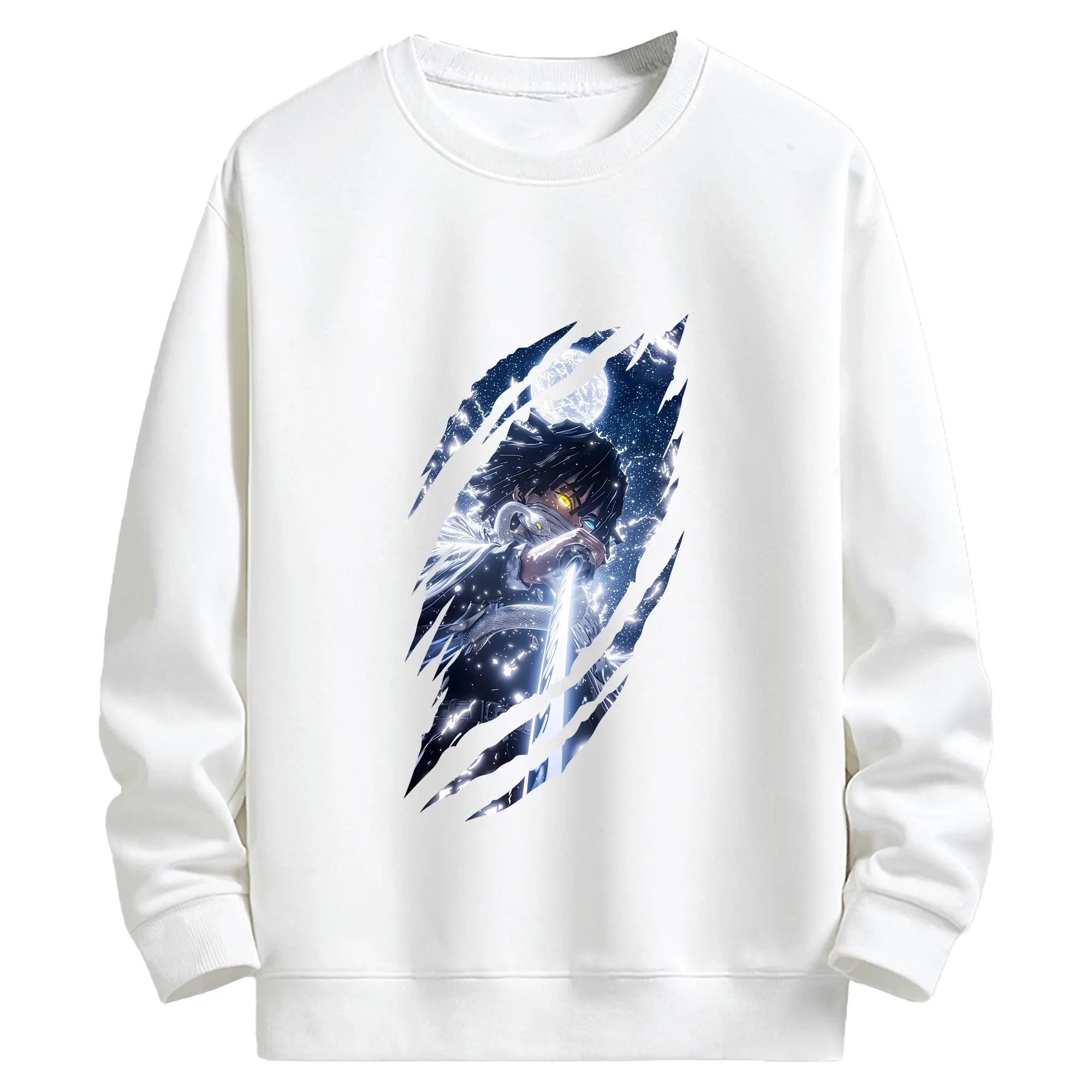 鬼滅の刃 グッズ,伊黒 小芭内 - キッズ クルーネックスウェットシャツ ・ フロントプリント ・ 綿80％ ポリエステル20％ ・ 快適 通学 スポーツ 日常使い お散歩用