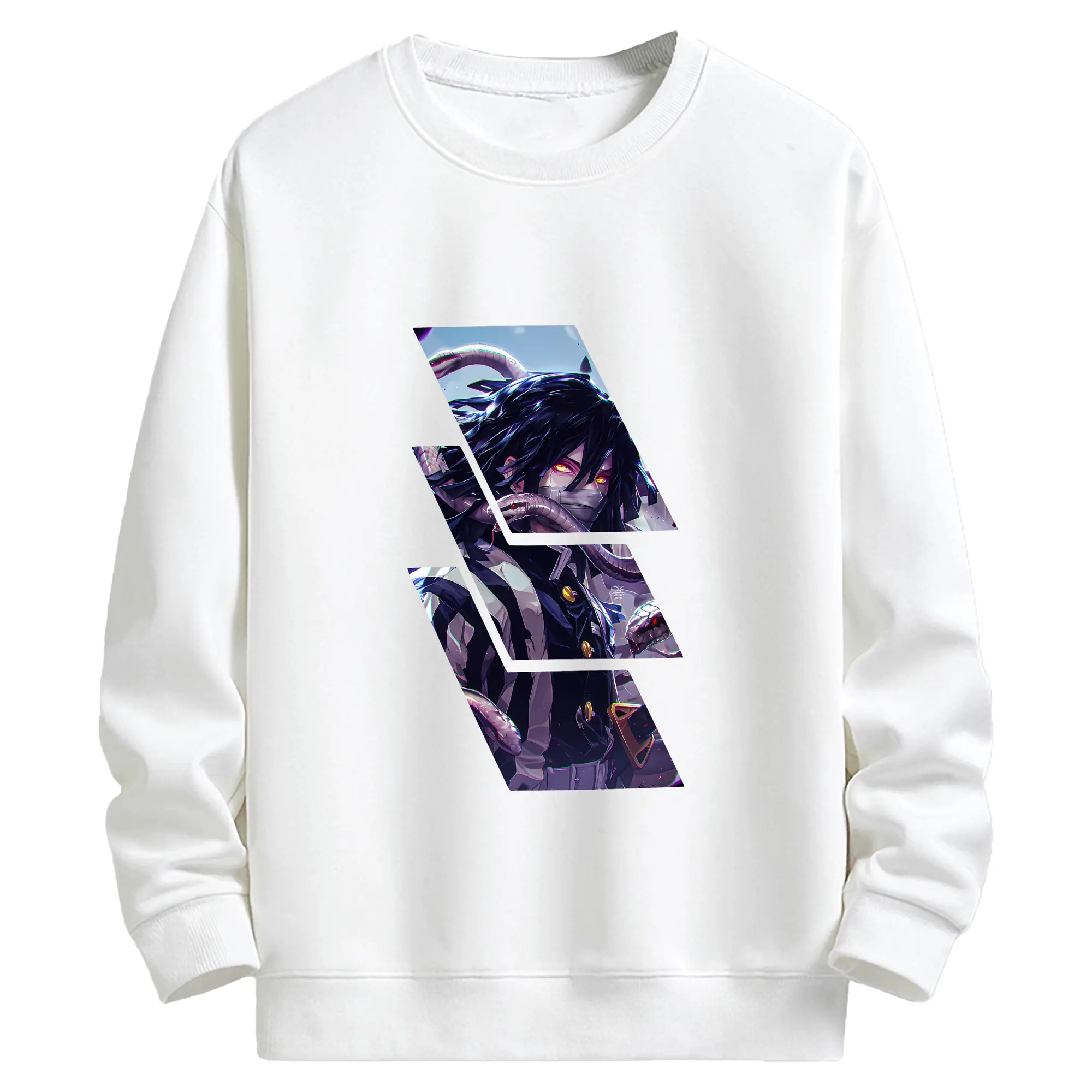 鬼滅の刃 グッズ,伊黒 小芭内 - キッズ クルーネックスウェットシャツ ・ フロントプリント ・ 綿80％ ポリエステル20％ ・ 快適 通学 スポーツ 日常使い お散歩用