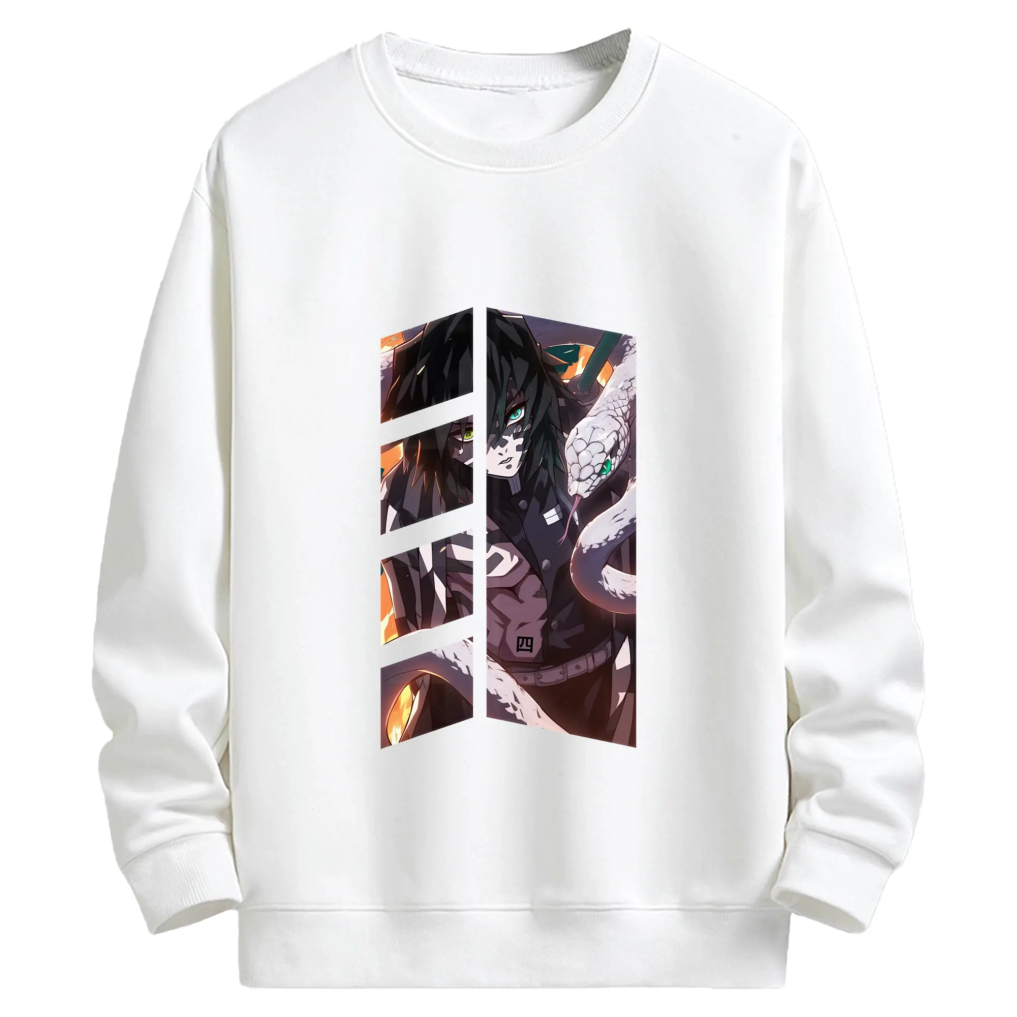 鬼滅の刃 グッズ,伊黒 小芭内 - キッズ クルーネックスウェットシャツ ・ フロントプリント ・ 綿80％ ポリエステル20％ ・ 快適 通学 スポーツ 日常使い お散歩用