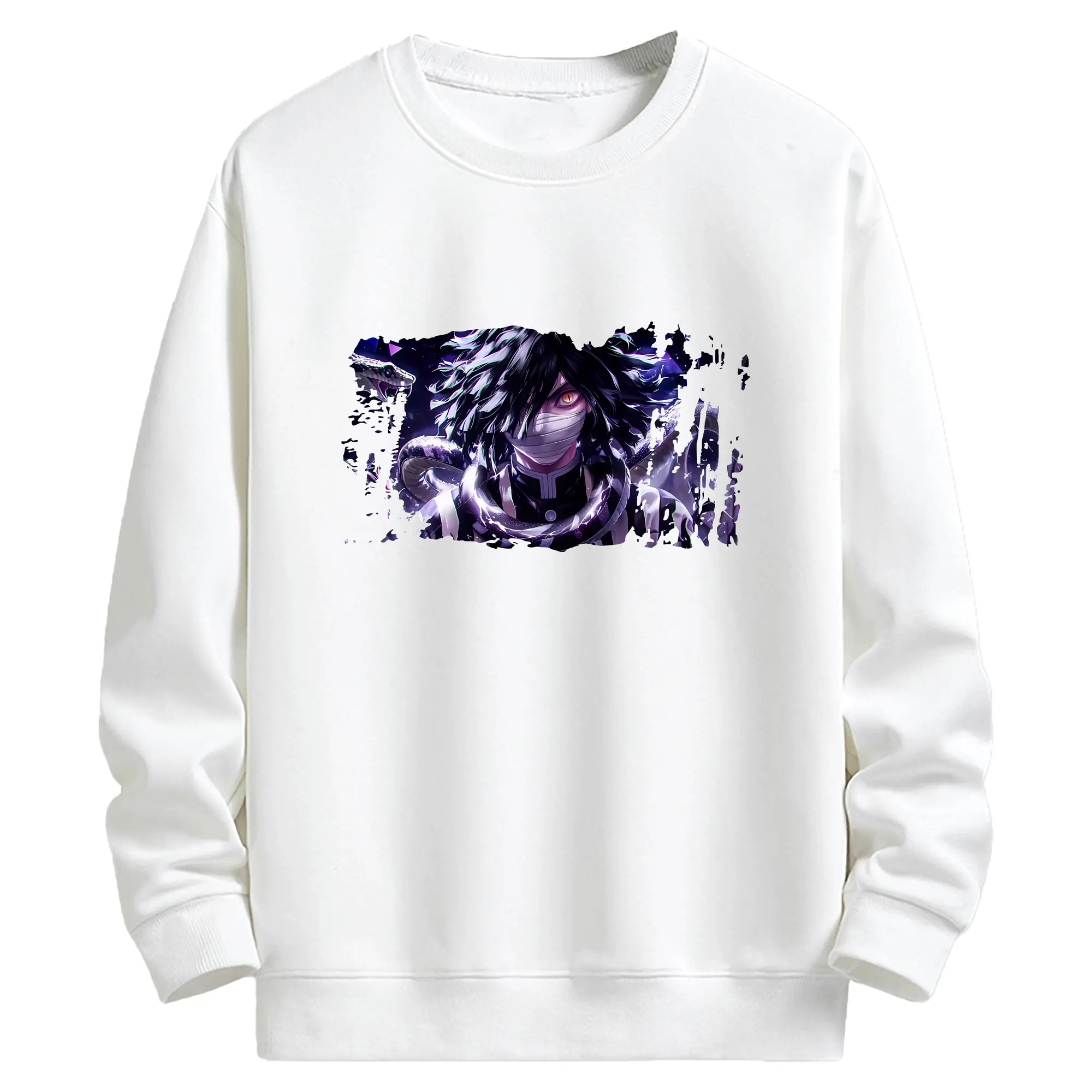 鬼滅の刃 グッズ,伊黒 小芭内 - キッズ クルーネックスウェットシャツ ・ フロントプリント ・ 綿80％ ポリエステル20％ ・ 快適 通学 スポーツ 日常使い お散歩用