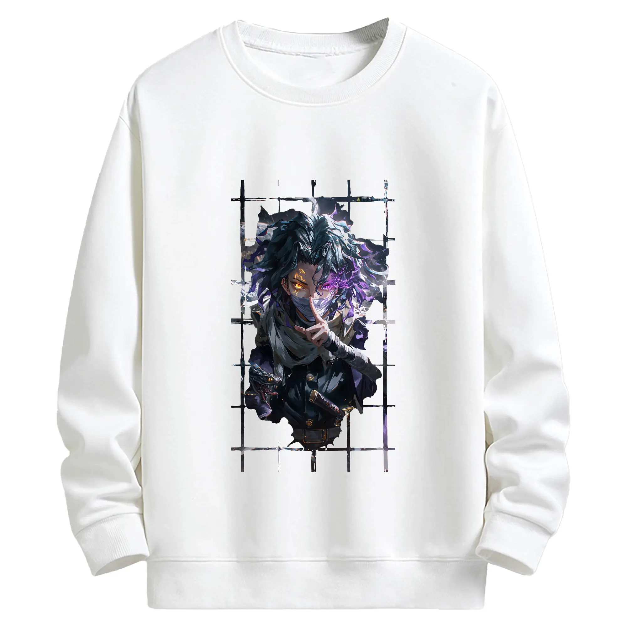 鬼滅の刃 グッズ,伊黒 小芭内 - キッズ クルーネックスウェットシャツ ・ フロントプリント ・ 綿80％ ポリエステル20％ ・ 快適 通学 スポーツ 日常使い お散歩用