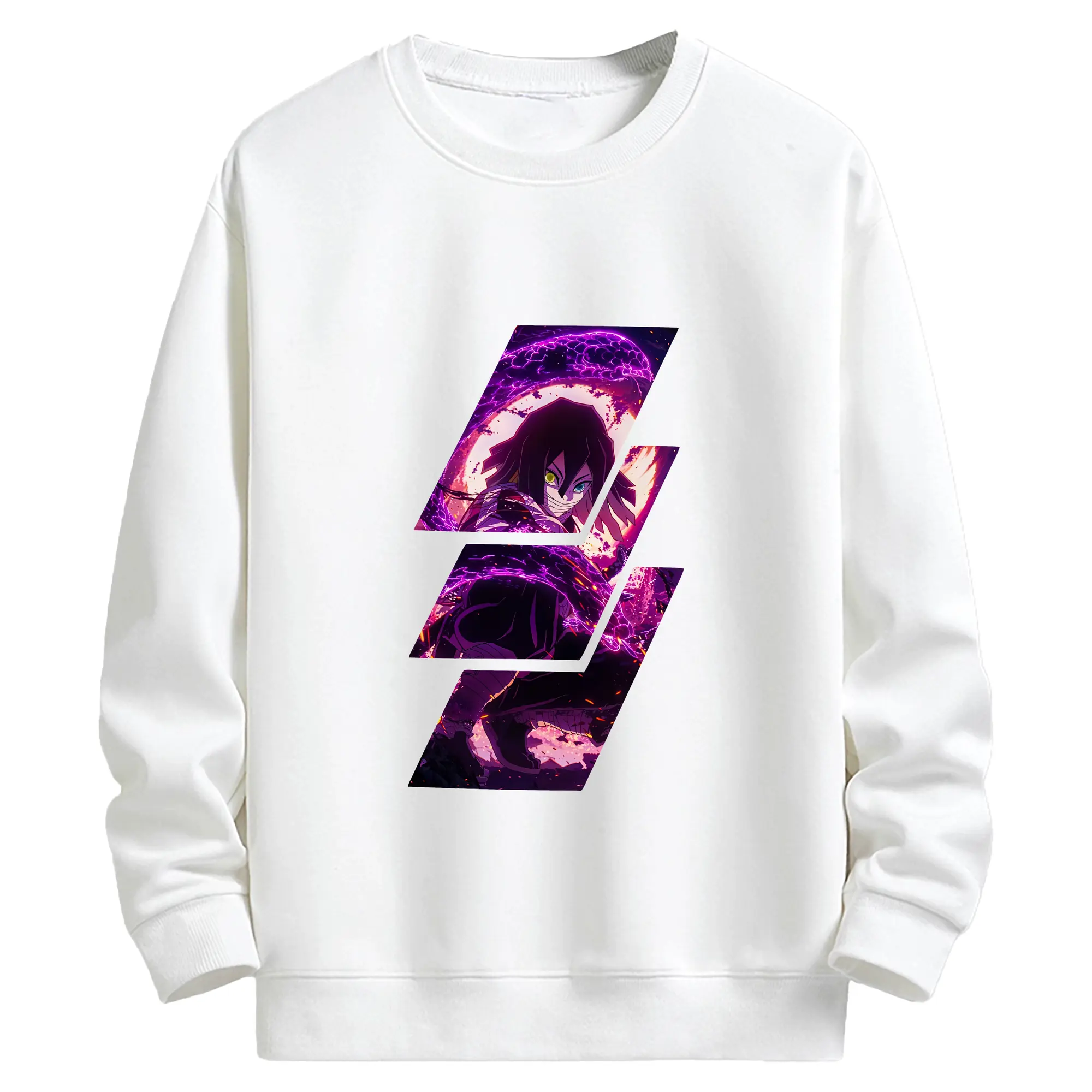 鬼滅の刃 グッズ,伊黒 小芭内 - キッズ クルーネックスウェットシャツ ・ フロントプリント ・ 綿80％ ポリエステル20％ ・ 快適 通学 スポーツ 日常使い お散歩用