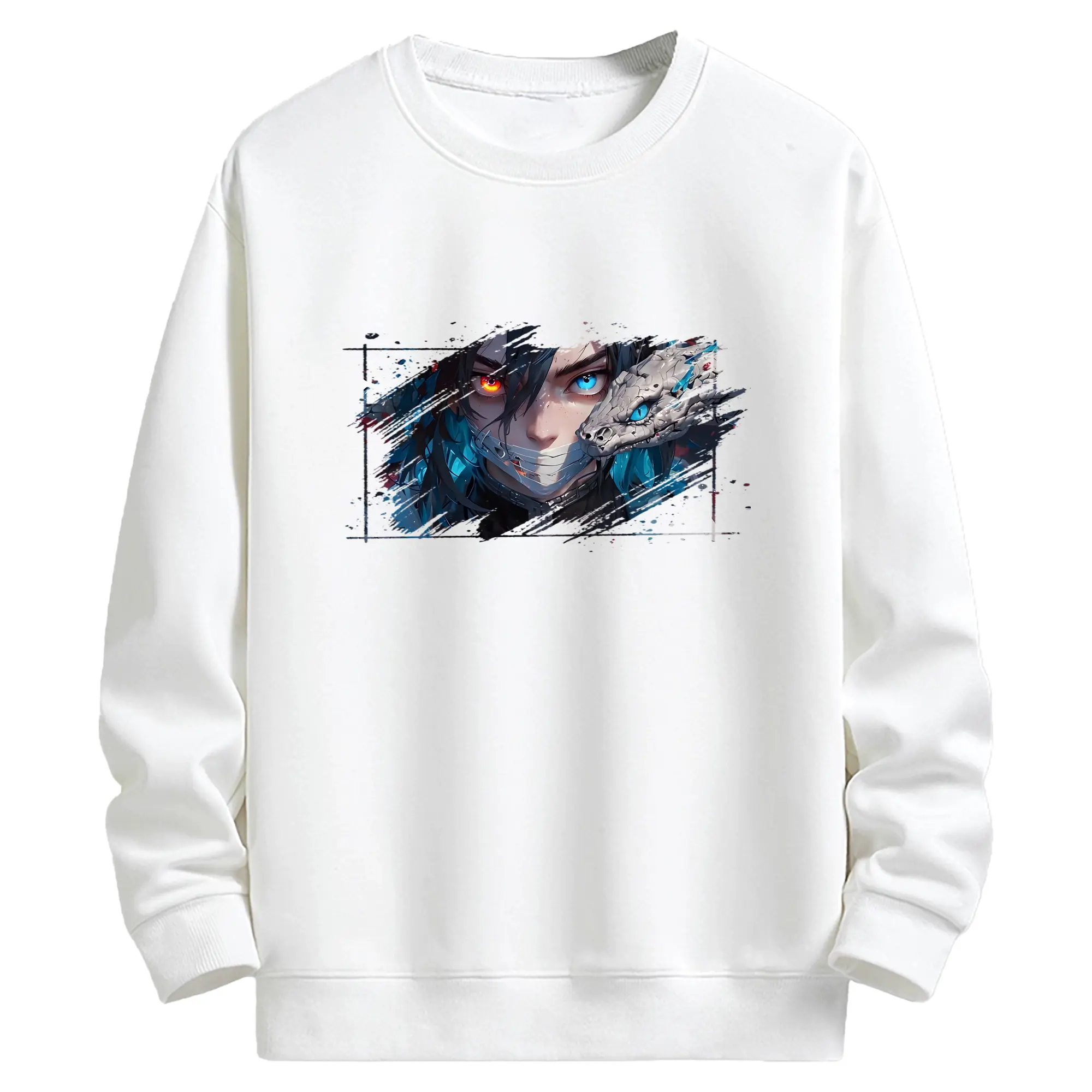 鬼滅の刃 グッズ,伊黒 小芭内 - キッズ クルーネックスウェットシャツ ・ フロントプリント ・ 綿80％ ポリエステル20％ ・ 快適 通学 スポーツ 日常使い お散歩用