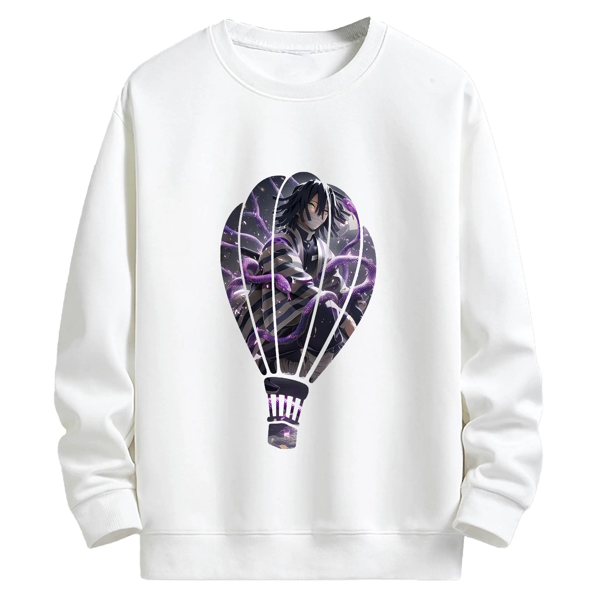 鬼滅の刃 グッズ,伊黒 小芭内 - キッズ クルーネックスウェットシャツ ・ フロントプリント ・ 綿80％ ポリエステル20％ ・ 快適 通学 スポーツ 日常使い お散歩用