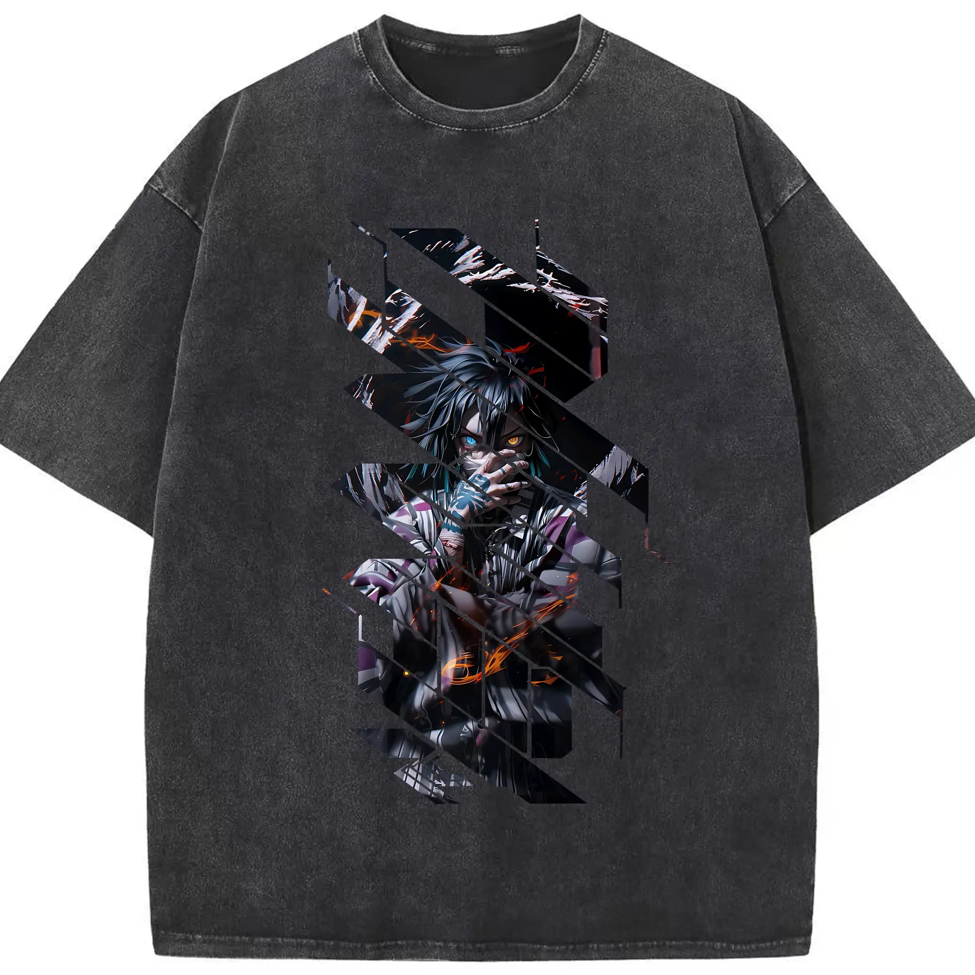 鬼滅の刃 グッズ,伊黒 小芭内 - 綿100％ ヴィンテージ風 半袖Tシャツ ・ フロントプリント ・ 柔らか肌触り ・ 通気性 快適 ・ スポーツ カジュアル 外出用