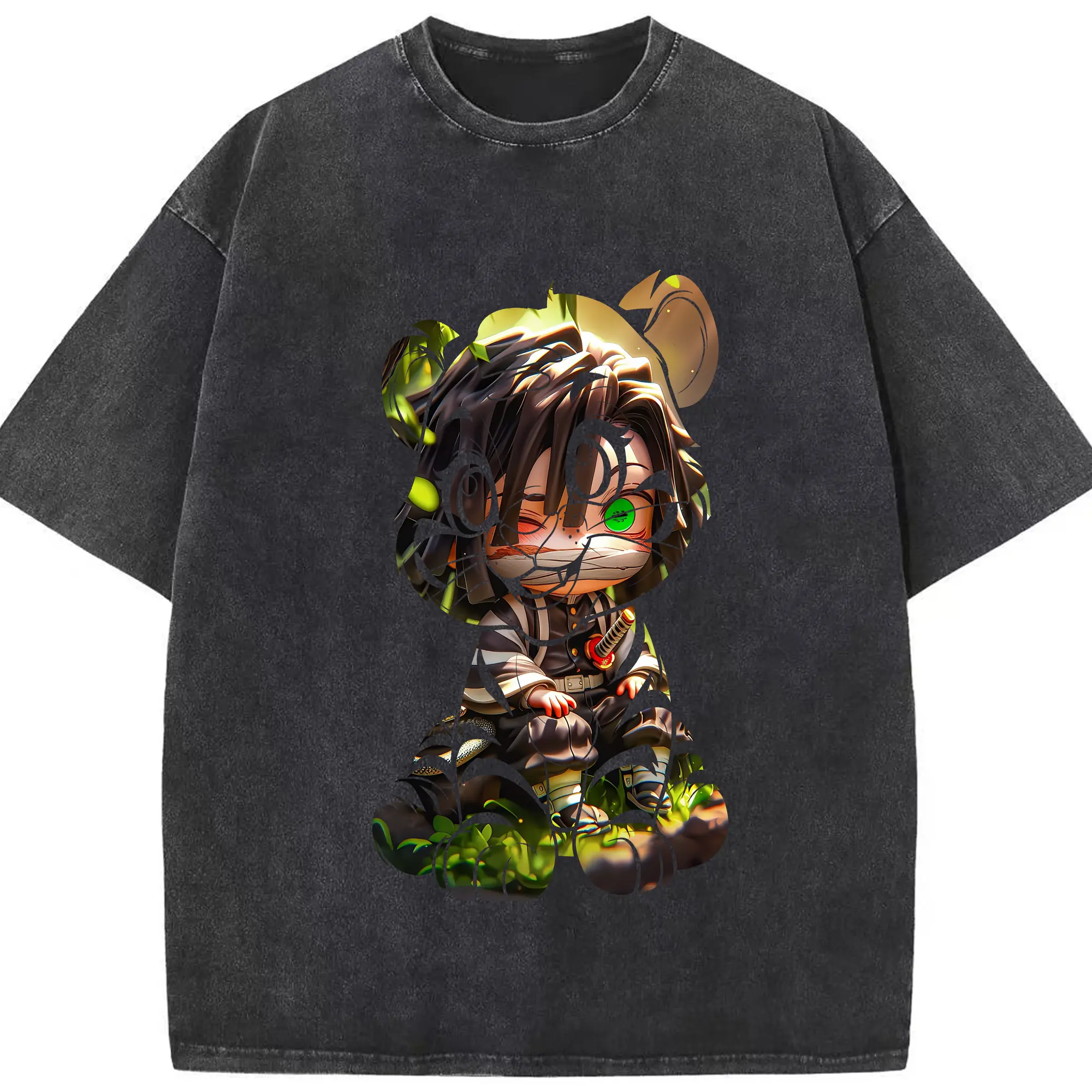 鬼滅の刃 グッズ,伊黒 小芭内 - 綿100％ ヴィンテージ風 半袖Tシャツ ・ フロントプリント ・ 柔らか肌触り ・ 通気性 快適 ・ スポーツ カジュアル 外出用