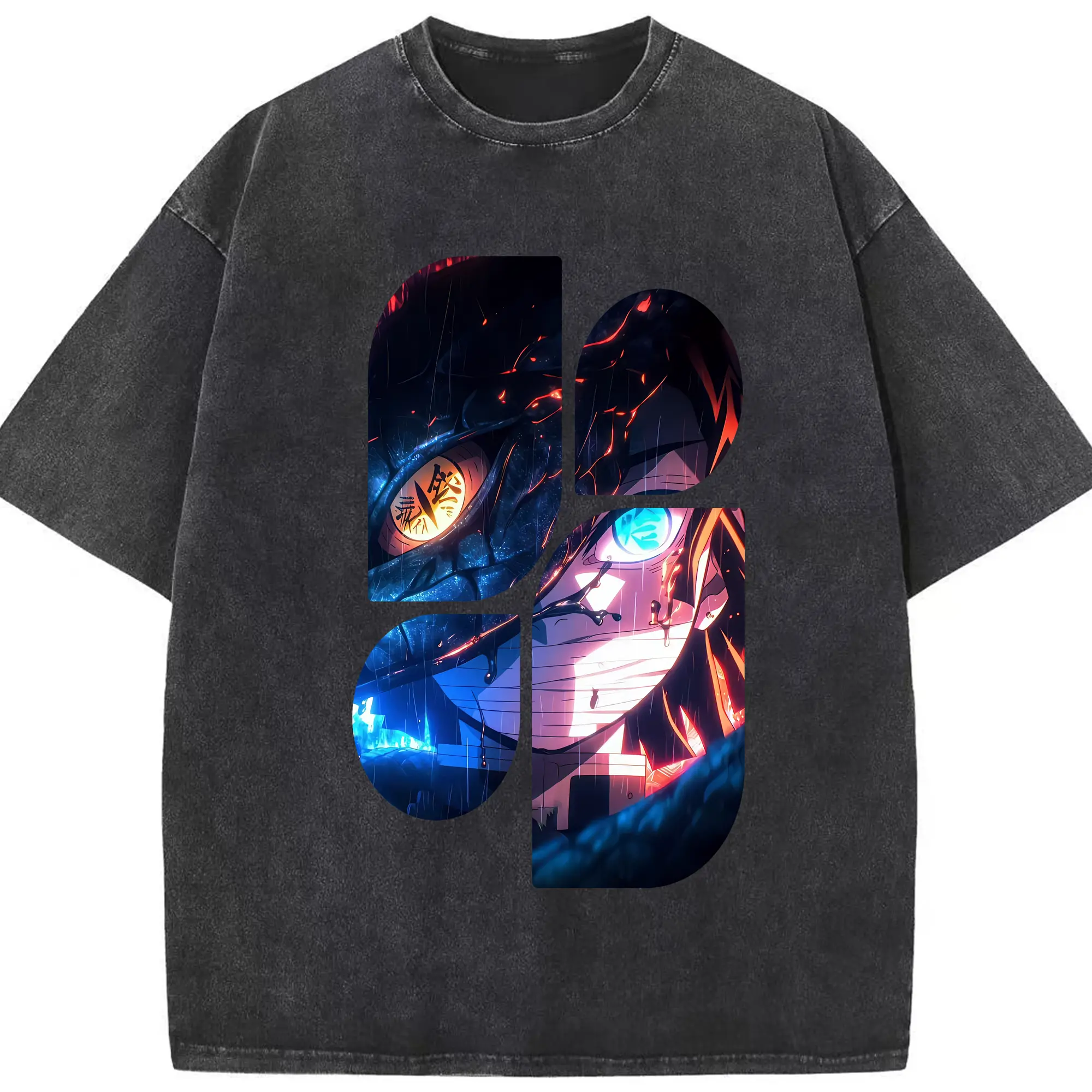 鬼滅の刃 グッズ,伊黒 小芭内 - 綿100％ ヴィンテージ風 半袖Tシャツ ・ フロントプリント ・ 柔らか肌触り ・ 通気性 快適 ・ スポーツ カジュアル 外出用