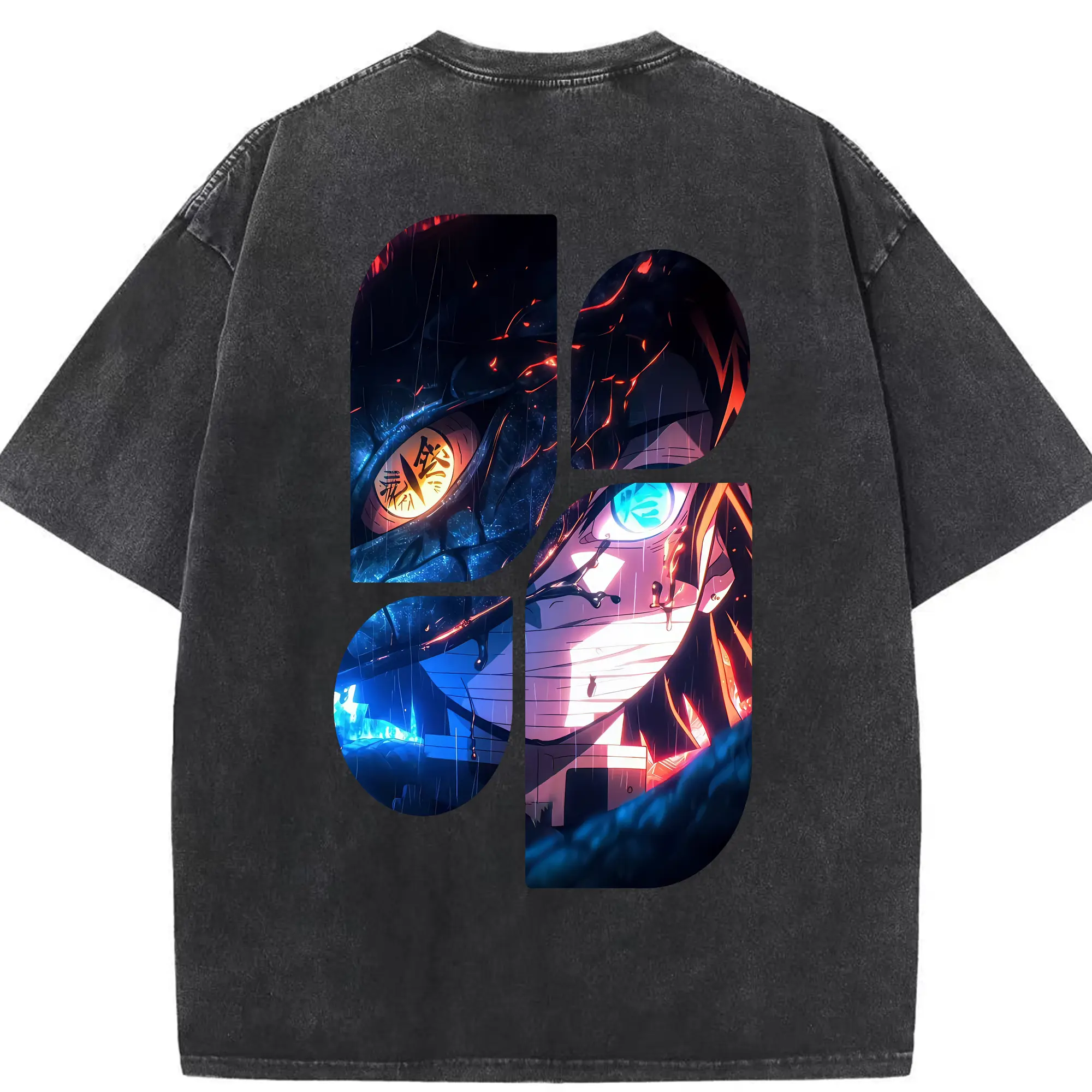 鬼滅の刃 グッズ,伊黒 小芭内 - 綿100％ ヴィンテージ風 半袖Tシャツ ・ 背面プリント ・ 柔らか肌触り ・ 通気性 快適 ・ スポーツ カジュアル 外出用