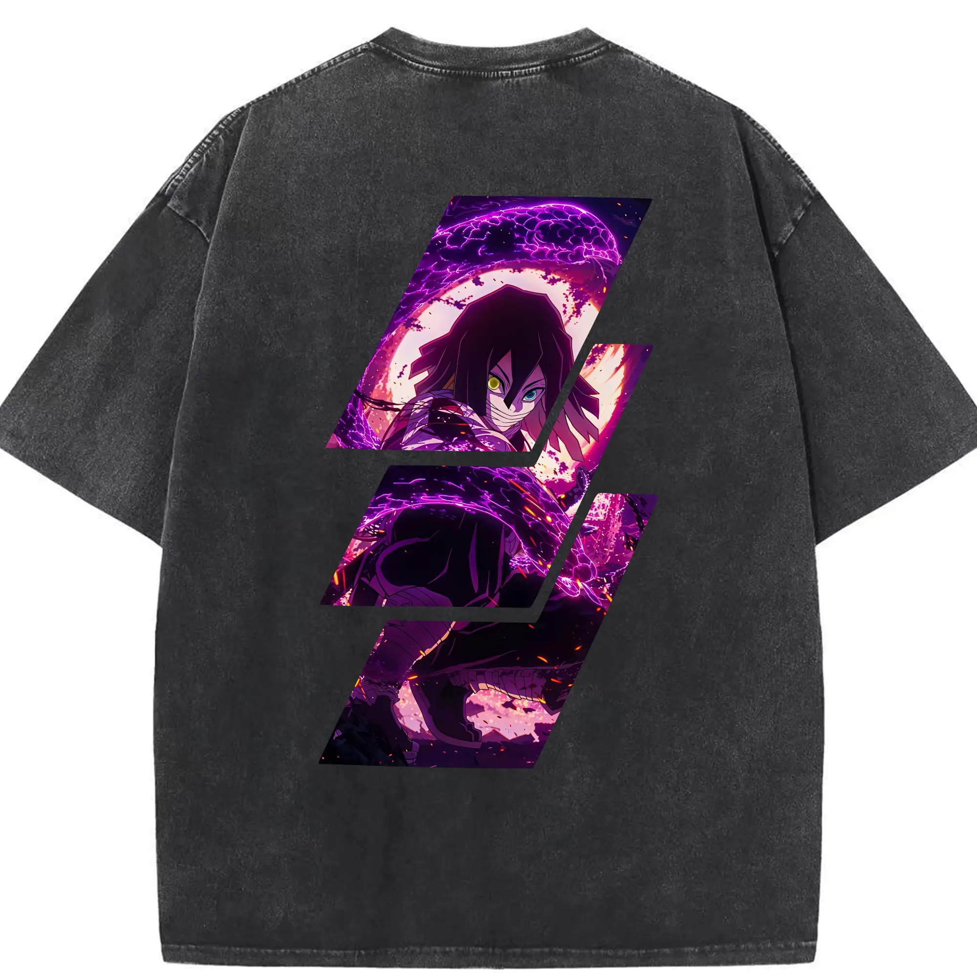 鬼滅の刃 グッズ,伊黒 小芭内 - 綿100％ ヴィンテージ風 半袖Tシャツ ・ 背面プリント ・ 柔らか肌触り ・ 通気性 快適 ・ スポーツ カジュアル 外出用