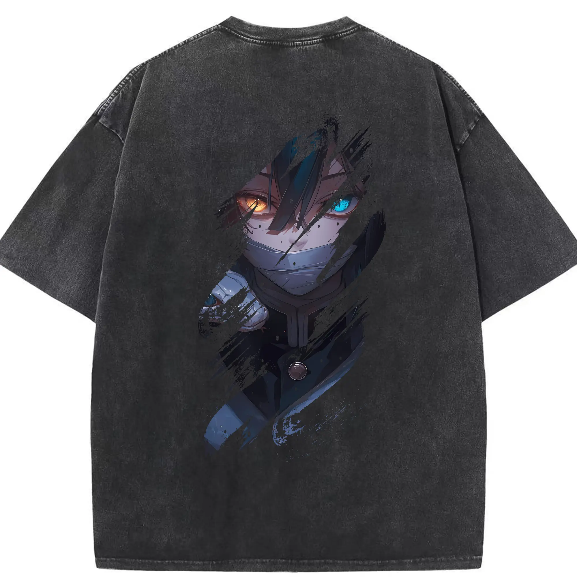 鬼滅の刃 グッズ,伊黒 小芭内 - 綿100％ ヴィンテージ風 半袖Tシャツ ・ 背面プリント ・ 柔らか肌触り ・ 通気性 快適 ・ スポーツ カジュアル 外出用