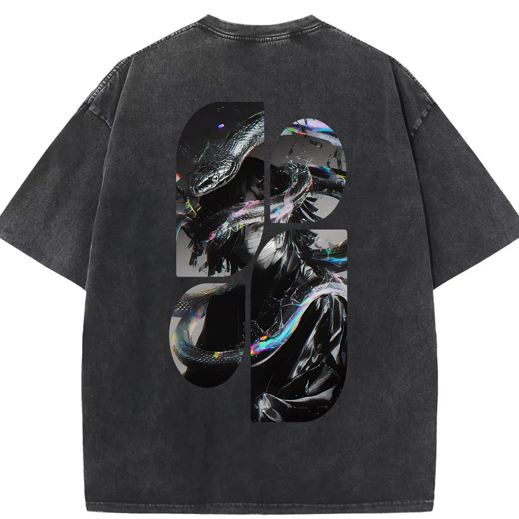 鬼滅の刃 グッズ,伊黒 小芭内 - 綿100％ ヴィンテージ風 半袖Tシャツ ・ 背面プリント ・ 柔らか肌触り ・ 通気性 快適 ・ スポーツ カジュアル 外出用