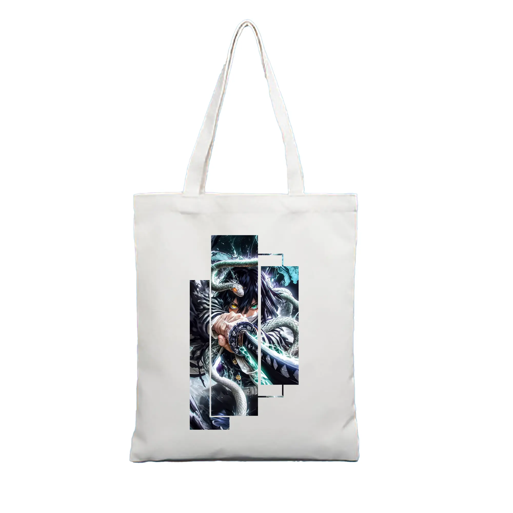 鬼滅の刃 グッズ,伊黒 小芭内 - 縦型キャンバス手提げバッグ（トートバッグ） ・ キャンバス素材 ・ ショッピング用 ・ 軽量 丈夫 お手入れ簡単