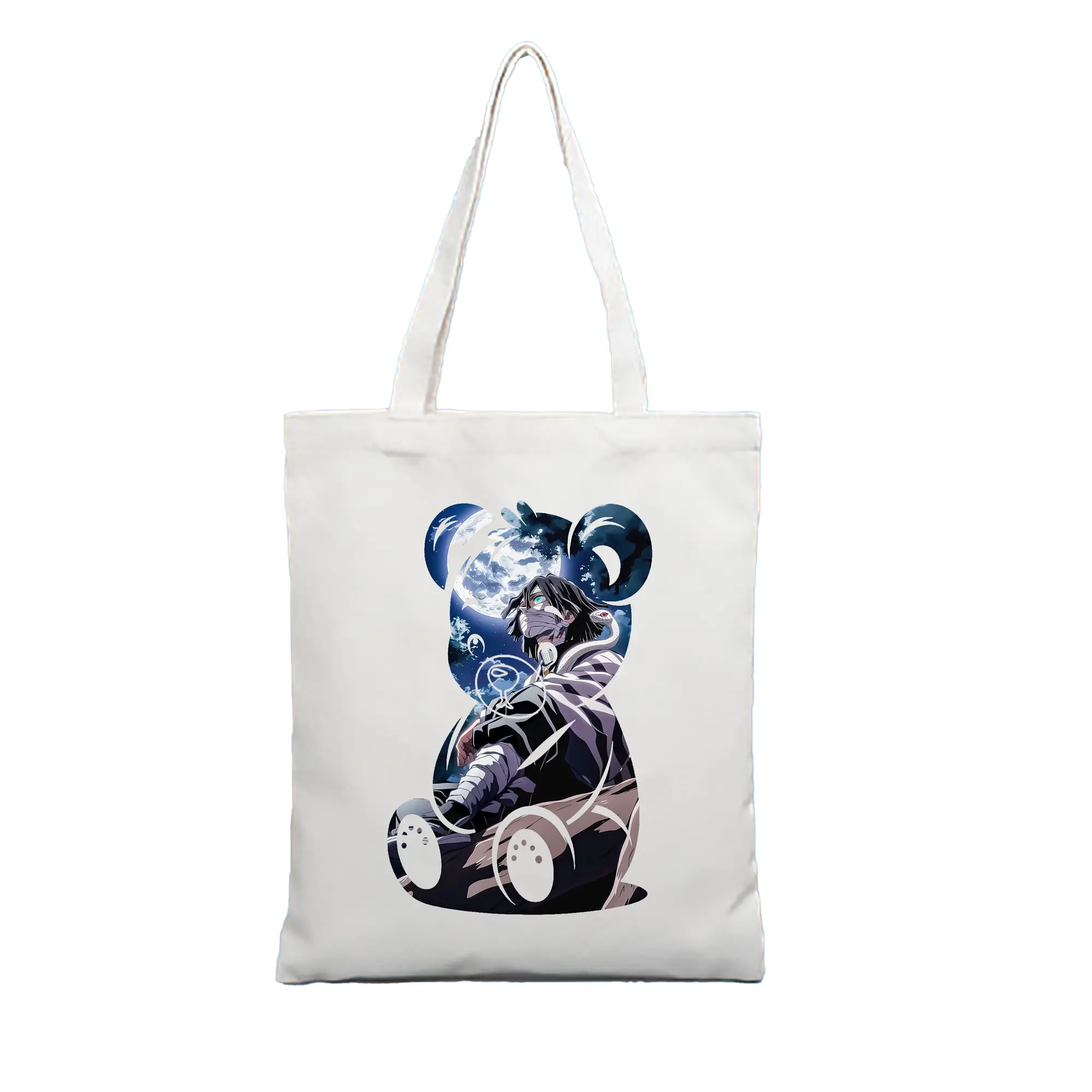 鬼滅の刃 グッズ,伊黒 小芭内 - 縦型キャンバス手提げバッグ（トートバッグ） ・ キャンバス素材 ・ ショッピング用 ・ 軽量 丈夫 お手入れ簡単