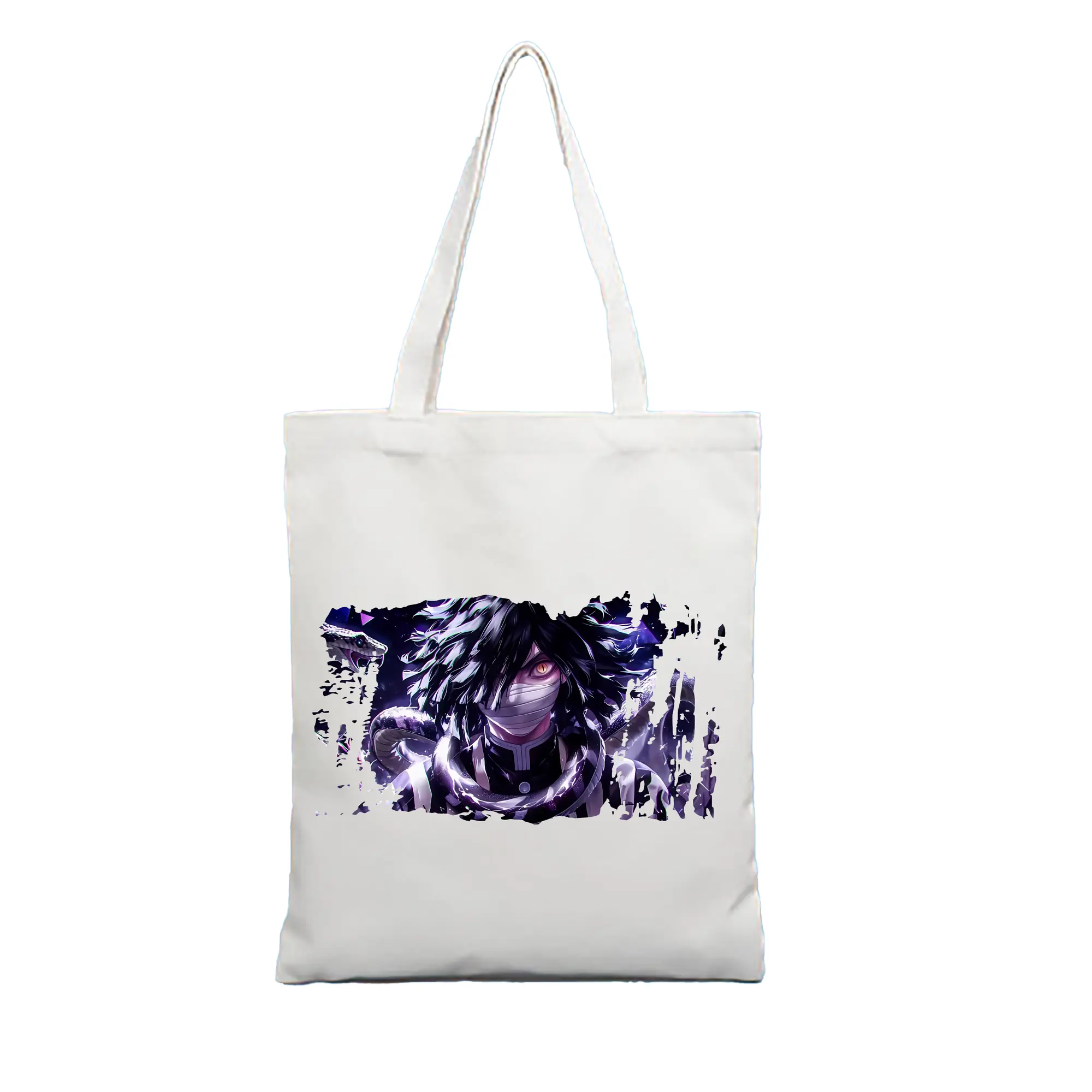 鬼滅の刃 グッズ,伊黒 小芭内 - 縦型キャンバス手提げバッグ（トートバッグ） ・ キャンバス素材 ・ ショッピング用 ・ 軽量 丈夫 お手入れ簡単