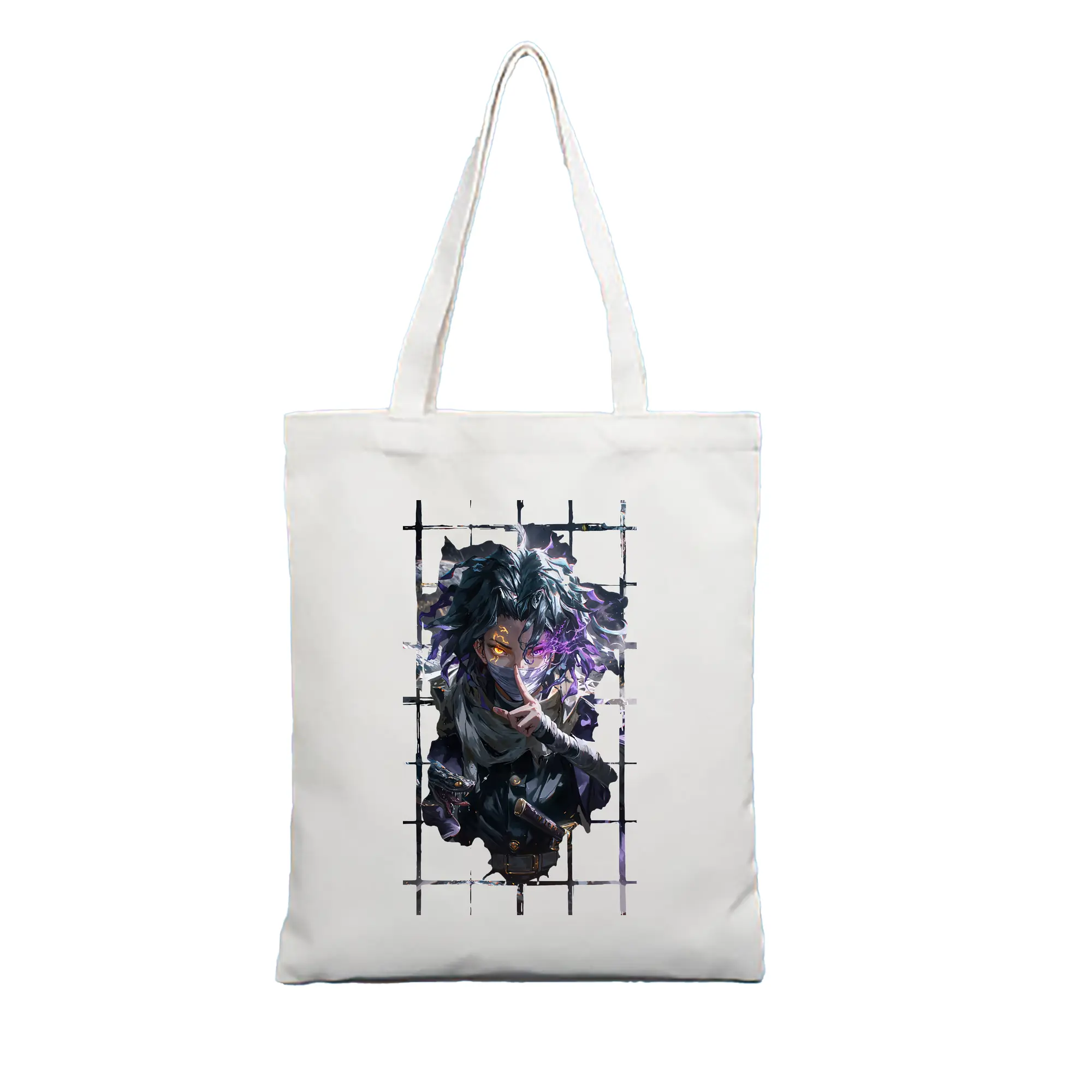 鬼滅の刃 グッズ,伊黒 小芭内 - 縦型キャンバス手提げバッグ（トートバッグ） ・ キャンバス素材 ・ ショッピング用 ・ 軽量 丈夫 お手入れ簡単