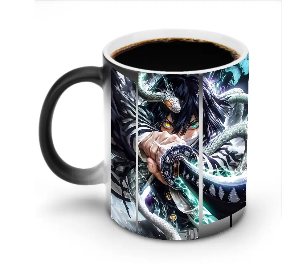 鬼滅の刃 グッズ,伊黒 小芭内 - 変色マグカップ ・ セラミック ・ 熱転写プリント ・ 耐久性 高品質 ・ ギフト・自宅用 コーヒー お茶