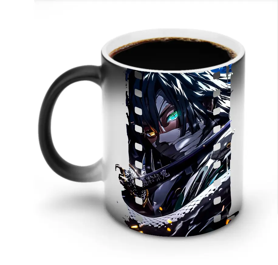 鬼滅の刃 グッズ,伊黒 小芭内 - 変色マグカップ ・ セラミック ・ 熱転写プリント ・ 耐久性 高品質 ・ ギフト・自宅用 コーヒー お茶
