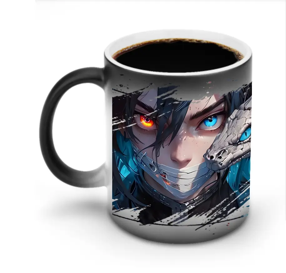 鬼滅の刃 グッズ,伊黒 小芭内 - 変色マグカップ ・ セラミック ・ 熱転写プリント ・ 耐久性 高品質 ・ ギフト・自宅用 コーヒー お茶