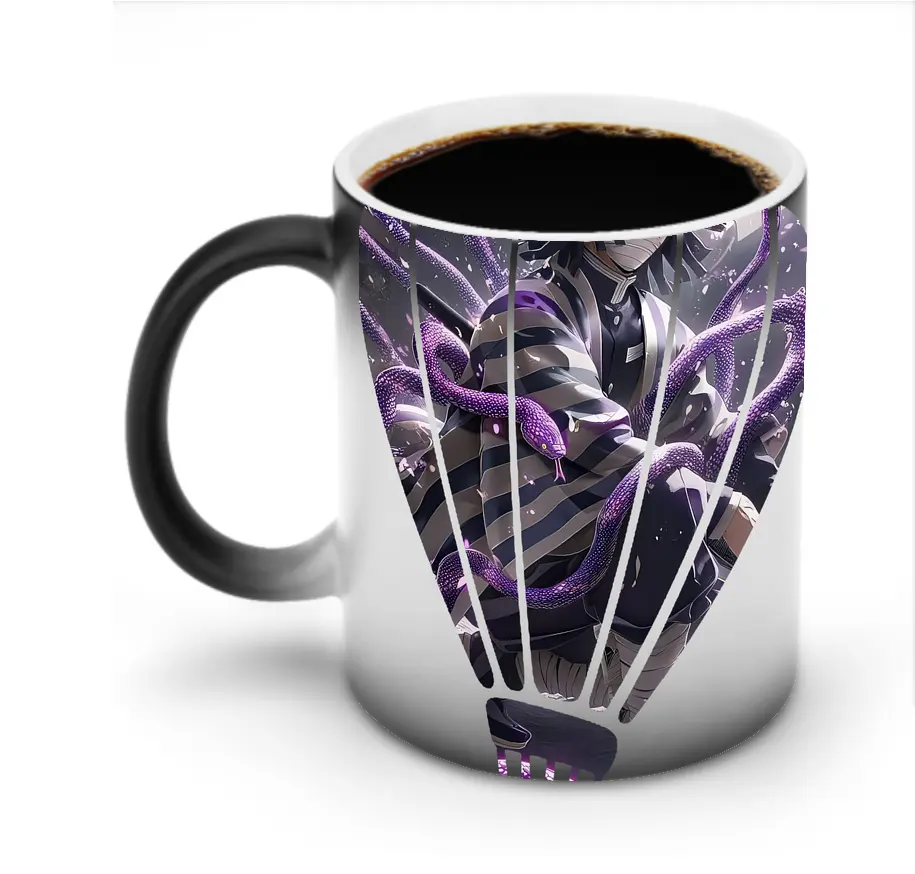 鬼滅の刃 グッズ,伊黒 小芭内 - 変色マグカップ ・ セラミック ・ 熱転写プリント ・ 耐久性 高品質 ・ ギフト・自宅用 コーヒー お茶