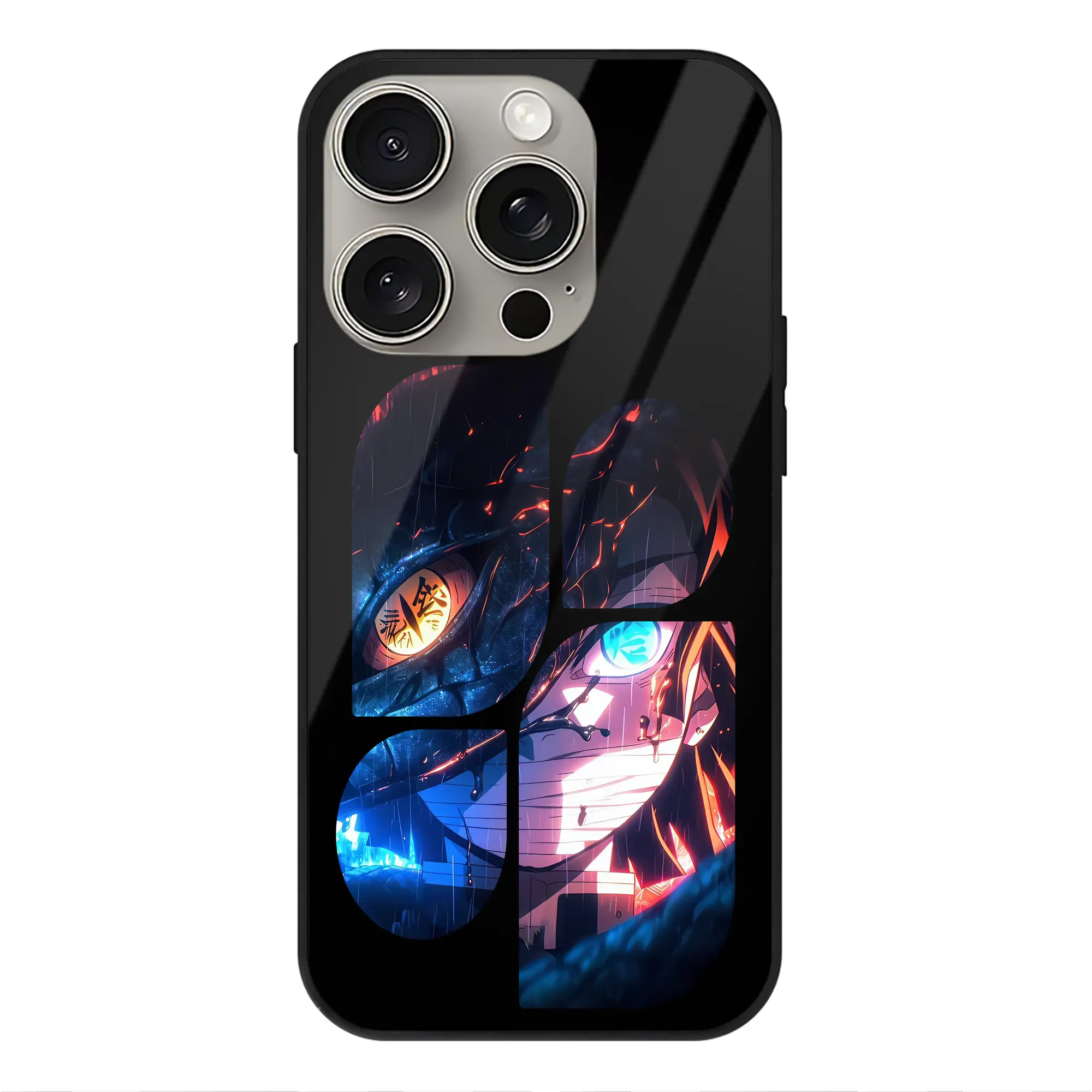 鬼滅の刃 グッズ,伊黒 小芭内 - IPhone15Pro対応 ・ スマホケース ・ 背面ガラス ・ TPU+強化ガラス ・ 耐衝撃 ・ 黄変防止 ・ ワイヤレス充電対応 ・ 3D立体ボタン