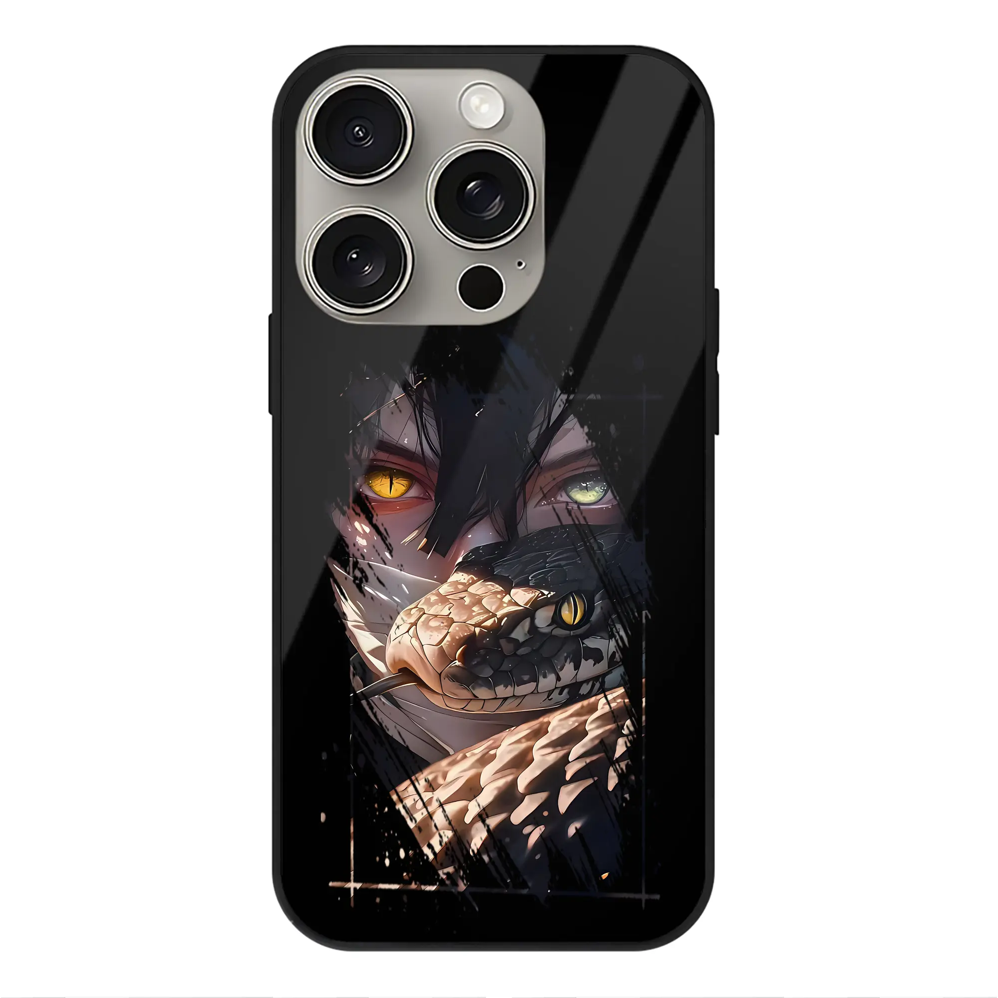 鬼滅の刃 グッズ,伊黒 小芭内 - IPhone15Pro対応 ・ スマホケース ・ 背面ガラス ・ TPU+強化ガラス ・ 耐衝撃 ・ 黄変防止 ・ ワイヤレス充電対応 ・ 3D立体ボタン