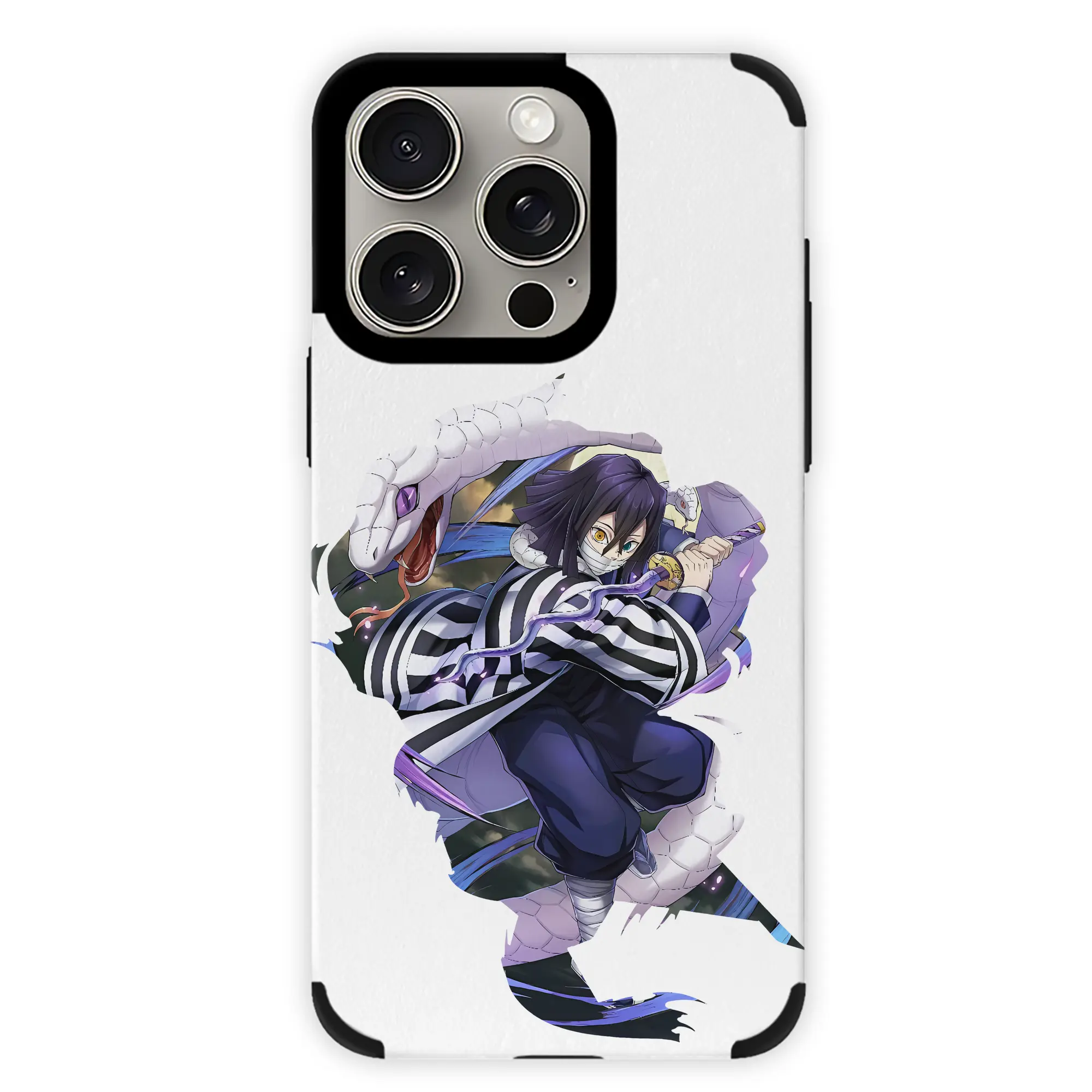 鬼滅の刃 グッズ,伊黒 小芭内 - IPhone15ProMax対応 ・ PUレザースマホケース ・ 耐衝撃 ・ 黄変防止 ・ 360度全面保護 ・ 柔らか手触り ・ 3D立体ボタン