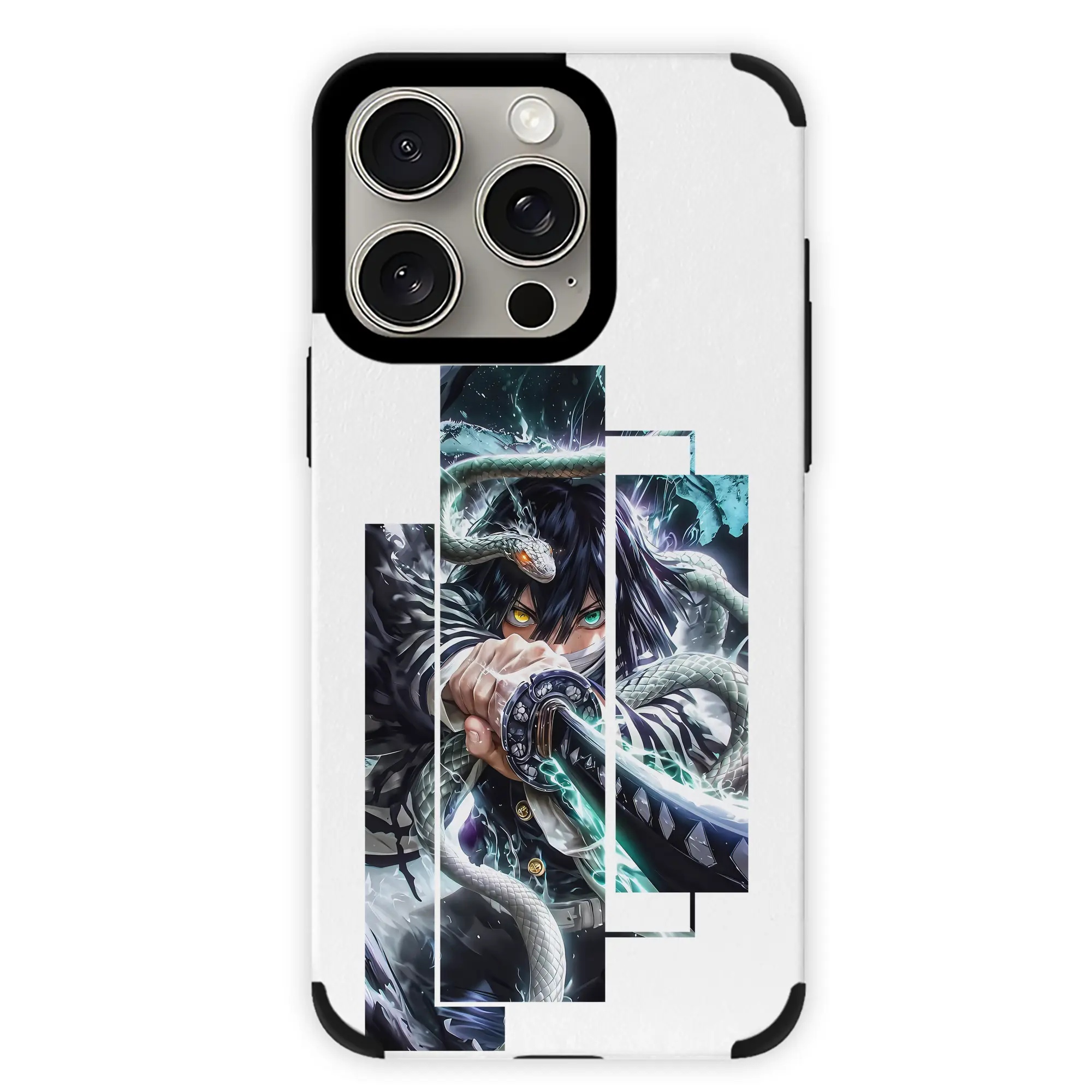 鬼滅の刃 グッズ,伊黒 小芭内 - IPhone15ProMax対応 ・ PUレザースマホケース ・ 耐衝撃 ・ 黄変防止 ・ 360度全面保護 ・ 柔らか手触り ・ 3D立体ボタン