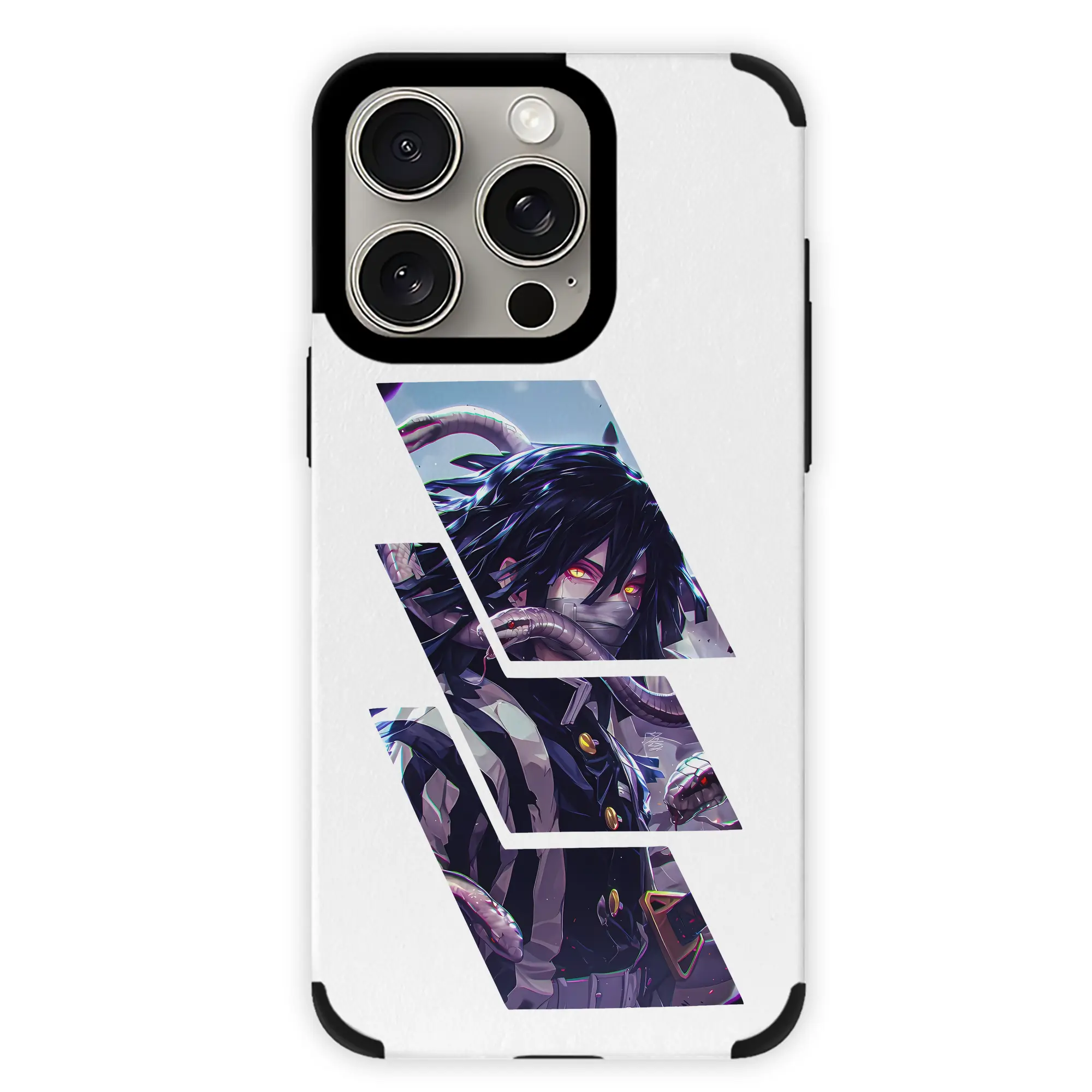 鬼滅の刃 グッズ,伊黒 小芭内 - IPhone15ProMax対応 ・ PUレザースマホケース ・ 耐衝撃 ・ 黄変防止 ・ 360度全面保護 ・ 柔らか手触り ・ 3D立体ボタン