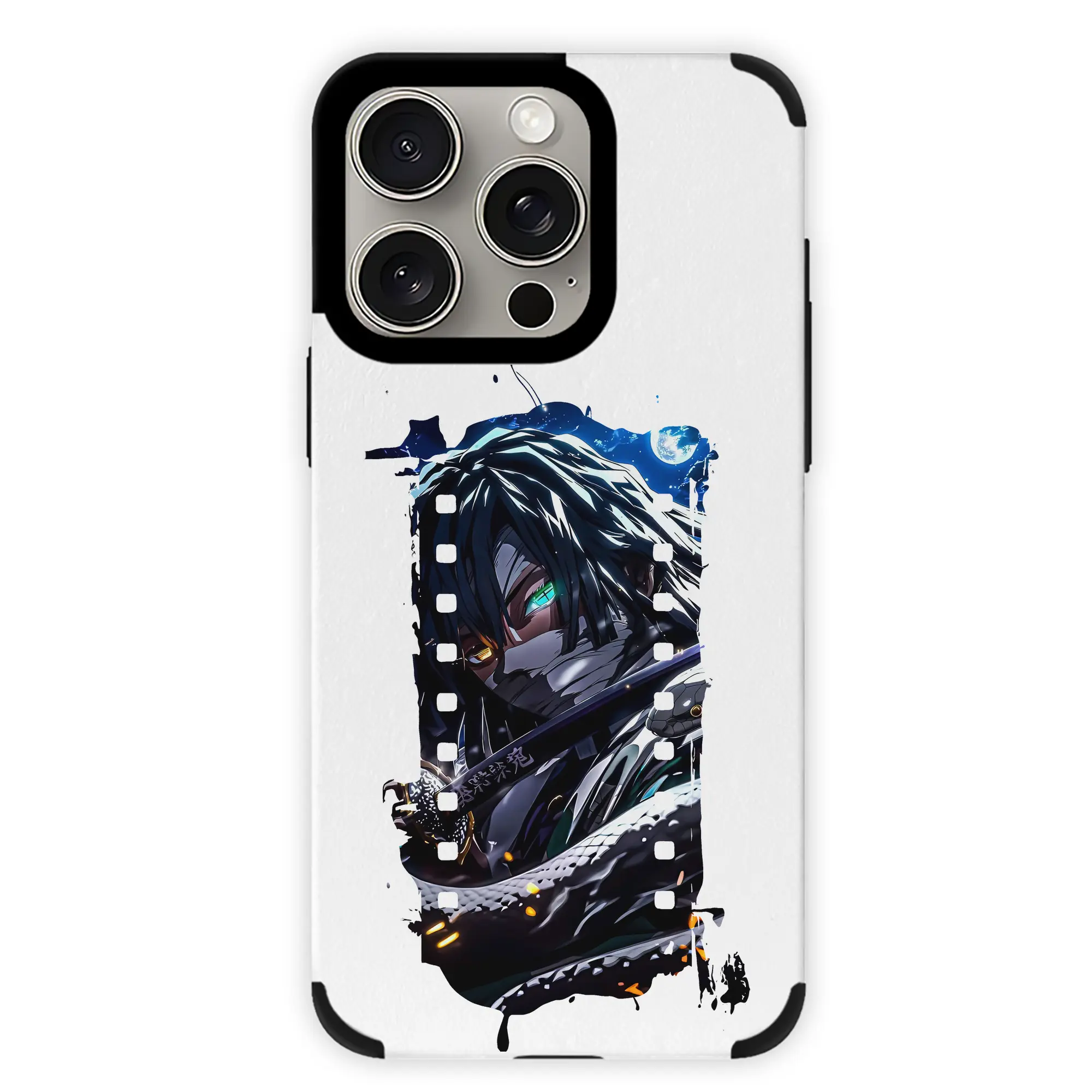 鬼滅の刃 グッズ,伊黒 小芭内 - IPhone15ProMax対応 ・ PUレザースマホケース ・ 耐衝撃 ・ 黄変防止 ・ 360度全面保護 ・ 柔らか手触り ・ 3D立体ボタン