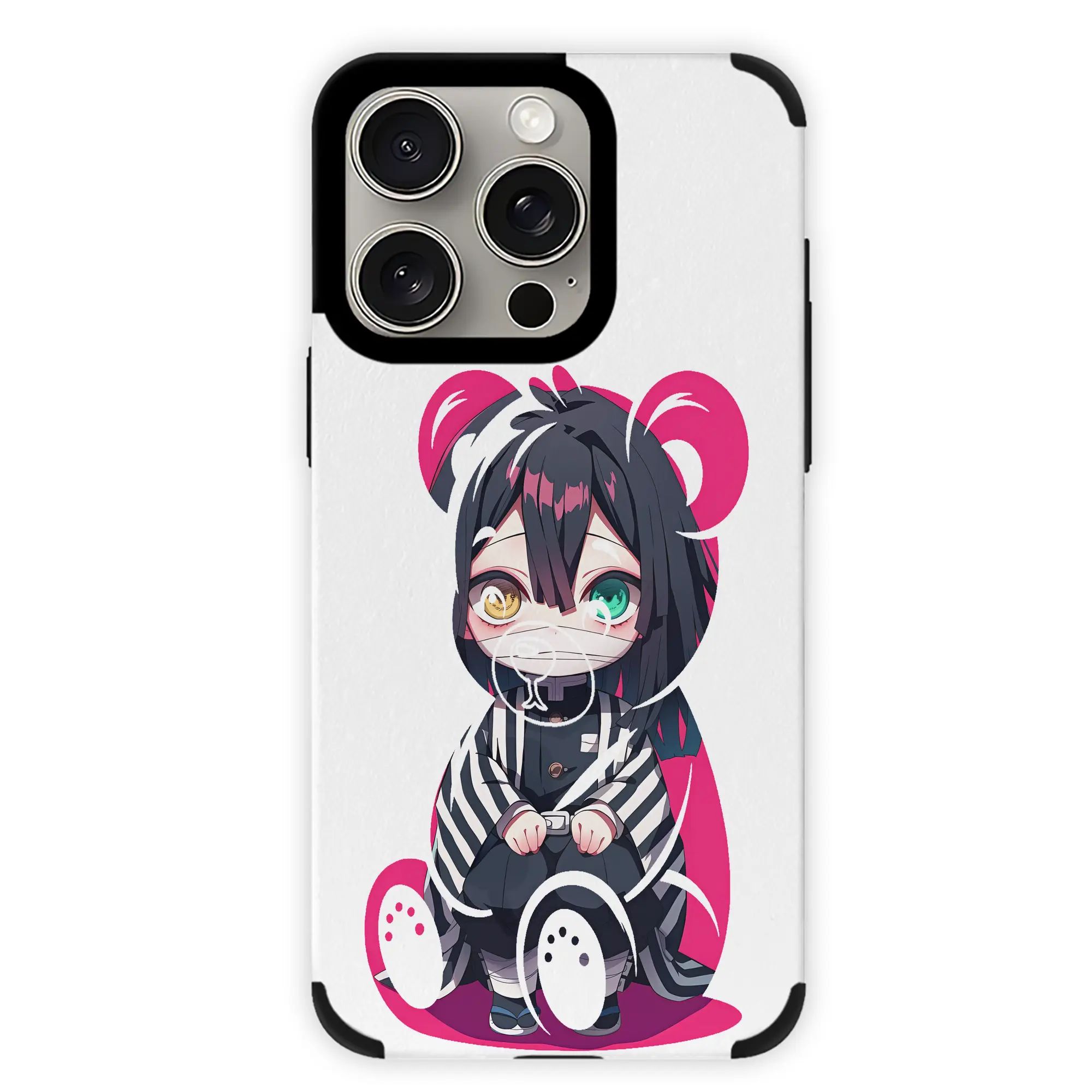 鬼滅の刃 グッズ,伊黒 小芭内 - IPhone15ProMax対応 ・ PUレザースマホケース ・ 耐衝撃 ・ 黄変防止 ・ 360度全面保護 ・ 柔らか手触り ・ 3D立体ボタン