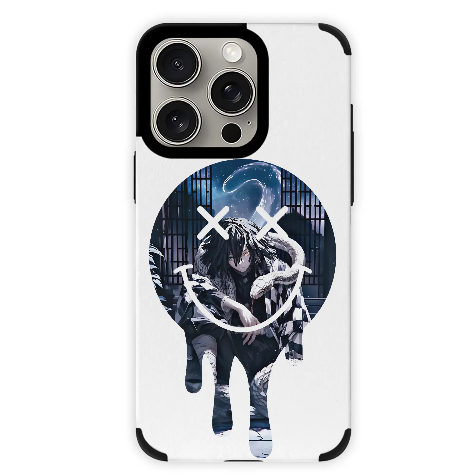 鬼滅の刃 グッズ,伊黒 小芭内 - IPhone15ProMax対応 ・ PUレザースマホケース ・ 耐衝撃 ・ 黄変防止 ・ 360度全面保護 ・ 柔らか手触り ・ 3D立体ボタン