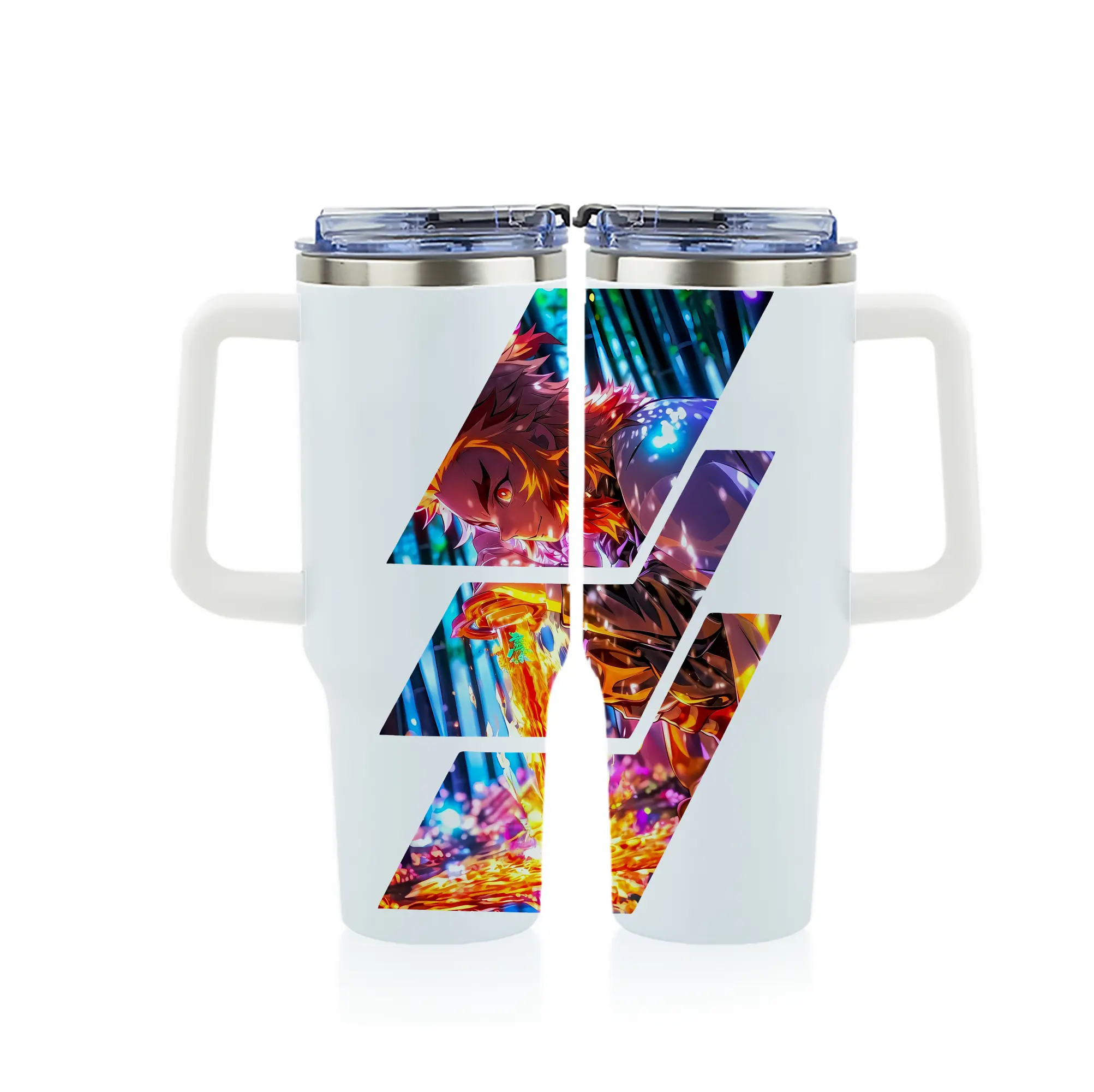 鬼滅の刃 グッズ,煉獄 杏寿郎 - 1200mL フルプリント車用タンブラー ・ 304ステンレス 内側 ・ 201ステンレス 外側 ・ 保温 保冷 ・ 通勤 ドライブ アウトドア用