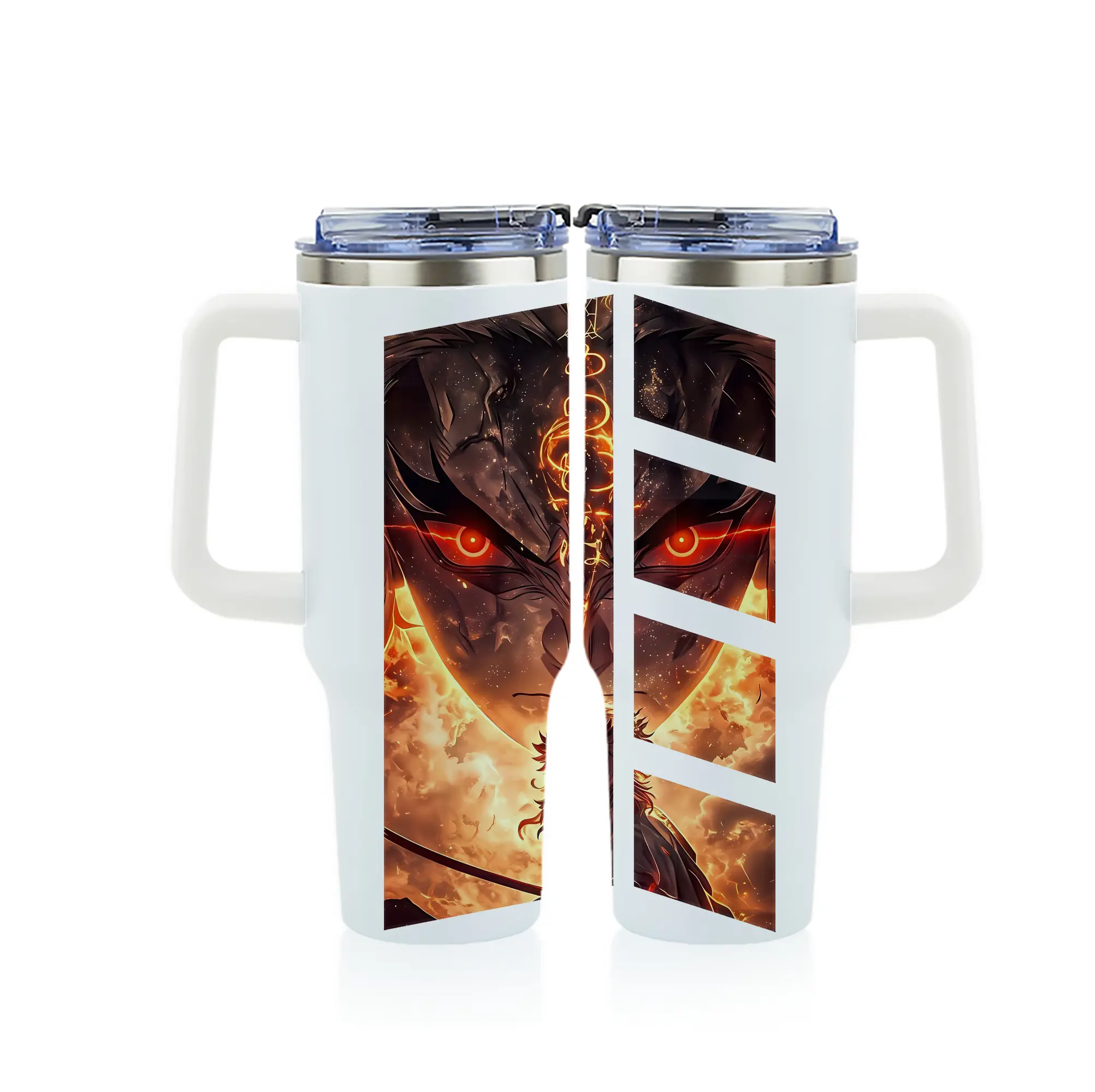 鬼滅の刃 グッズ,煉獄 杏寿郎 - 1200mL フルプリント車用タンブラー ・ 304ステンレス 内側 ・ 201ステンレス 外側 ・ 保温 保冷 ・ 通勤 ドライブ アウトドア用