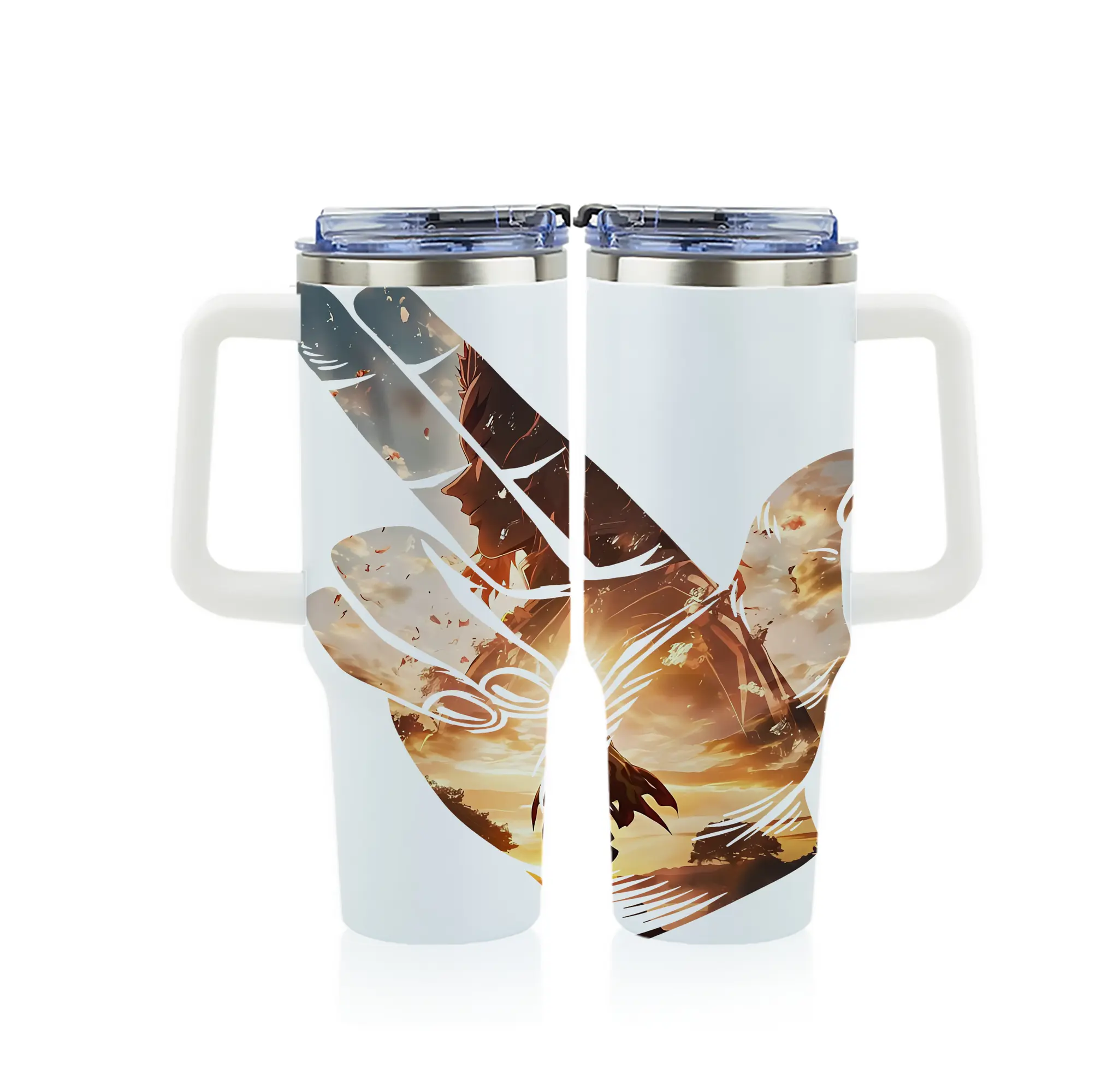 鬼滅の刃 グッズ,煉獄 杏寿郎 - 1200mL フルプリント車用タンブラー ・ 304ステンレス 内側 ・ 201ステンレス 外側 ・ 保温 保冷 ・ 通勤 ドライブ アウトドア用