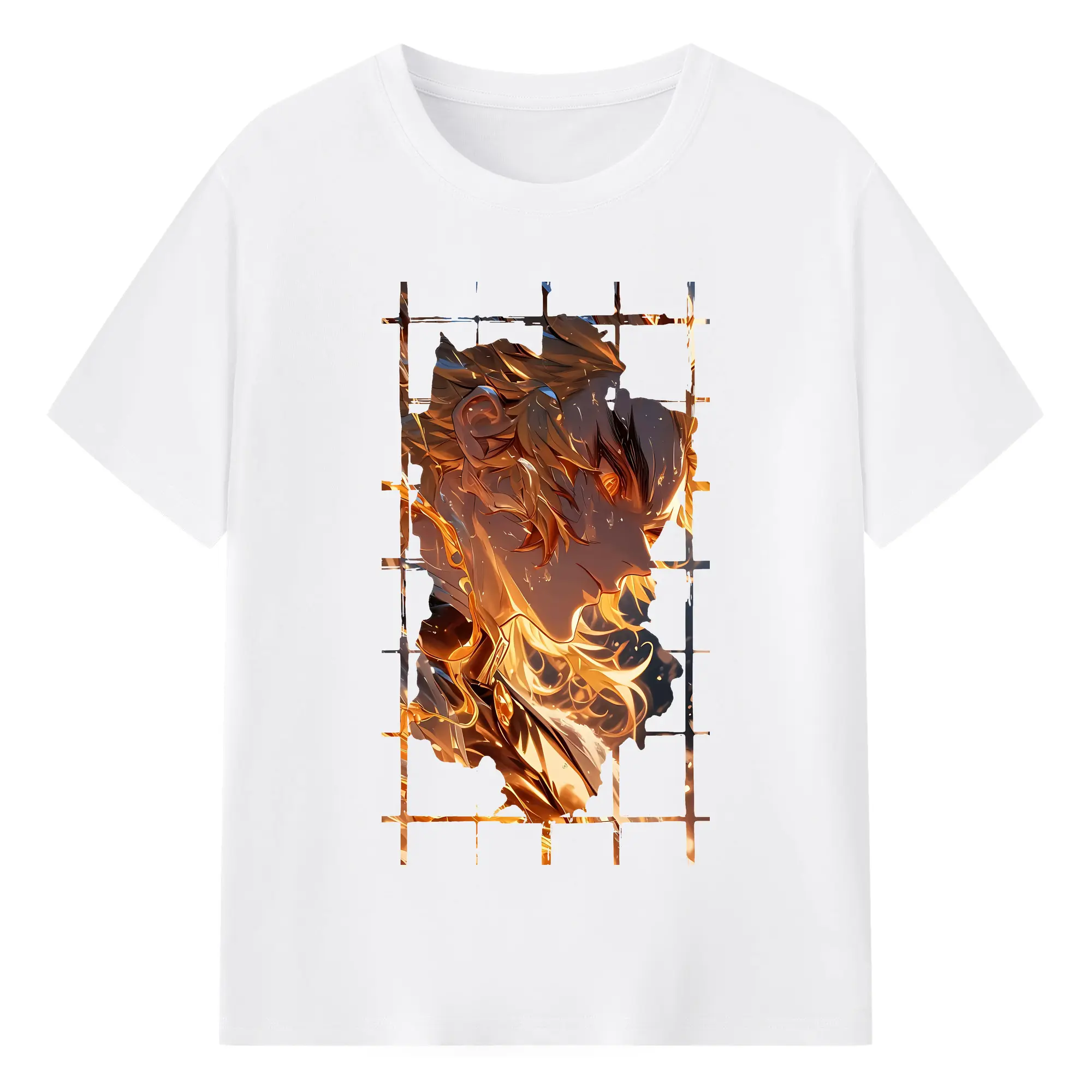 鬼滅の刃 グッズ,煉獄 杏寿郎 - 綿100％ 半袖Tシャツ ・ フロントプリント ・ 快適 通気性 ・ 日常使い 散歩 スポーツ用