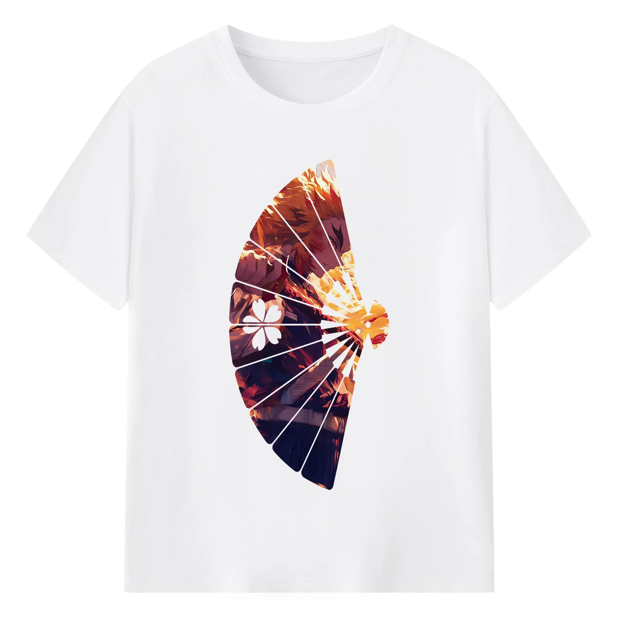 鬼滅の刃 グッズ,煉獄 杏寿郎 - 綿100％ 半袖Tシャツ ・ フロントプリント ・ 快適 通気性 ・ 日常使い 散歩 スポーツ用