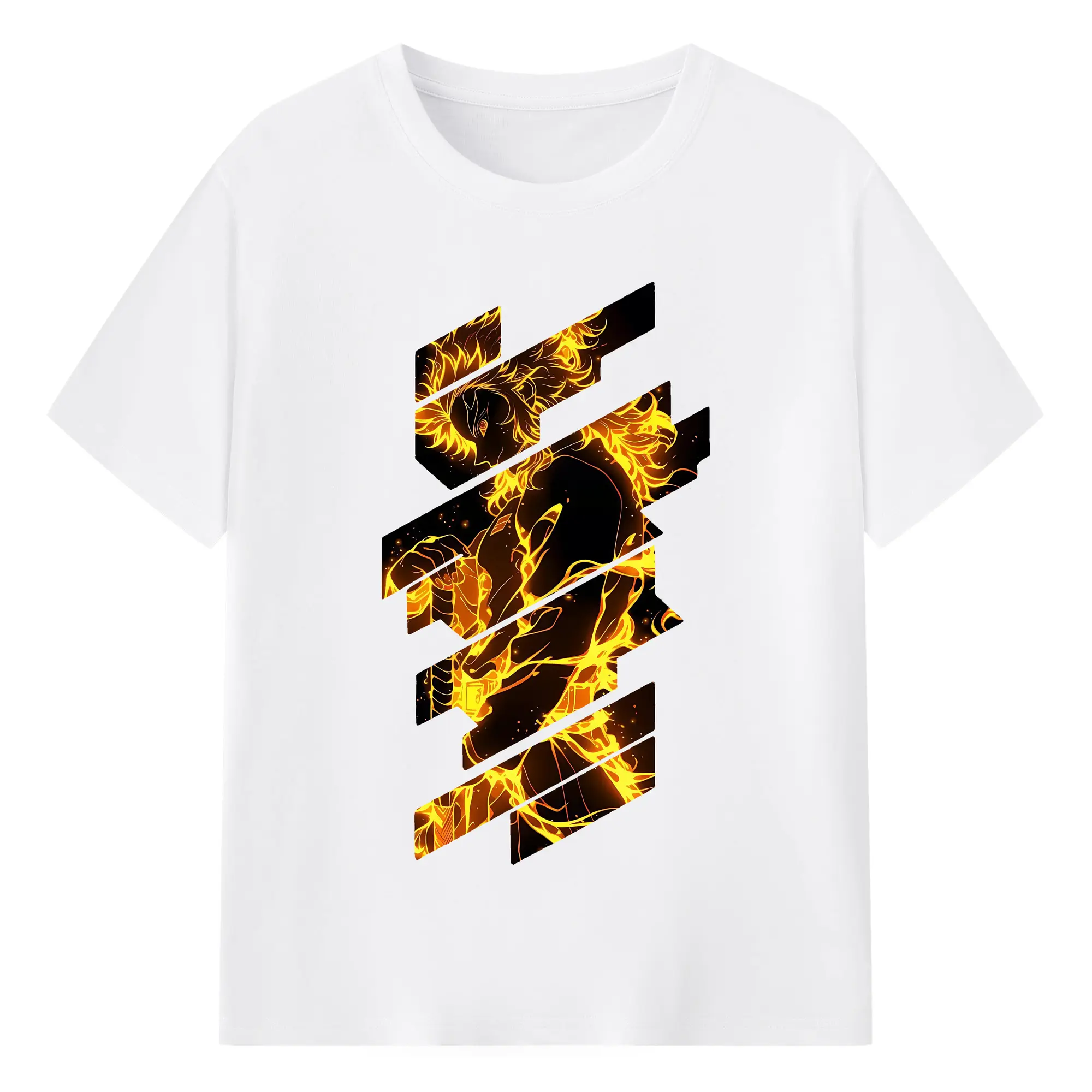 鬼滅の刃 グッズ,煉獄 杏寿郎 - 綿100％ 半袖Tシャツ ・ フロントプリント ・ 快適 通気性 ・ 日常使い 散歩 スポーツ用