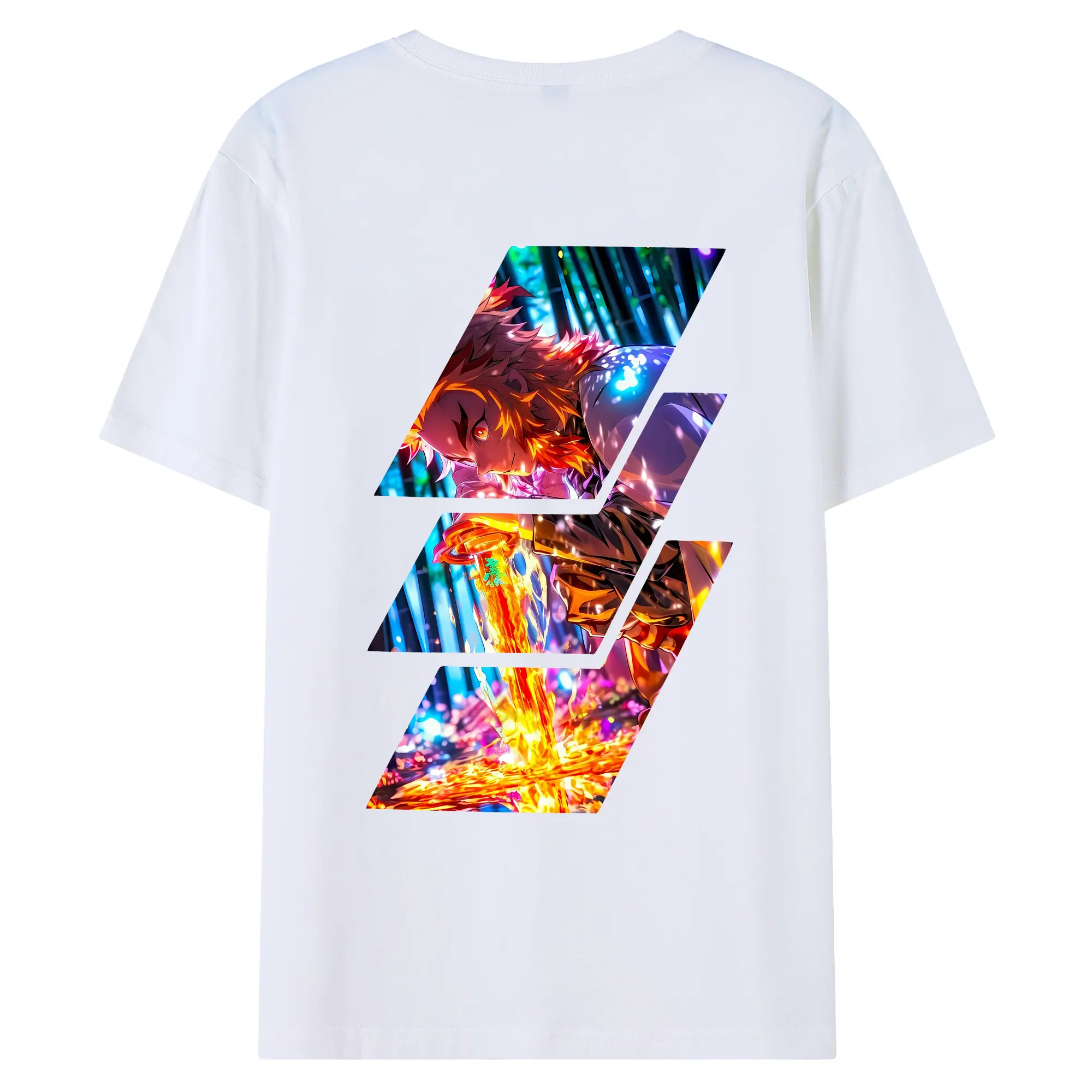 鬼滅の刃 グッズ,煉獄 杏寿郎 - 綿100％ 半袖Tシャツ ・ バックプリント ・ 快適 通気性 ・ 日常使い 散歩 スポーツ用