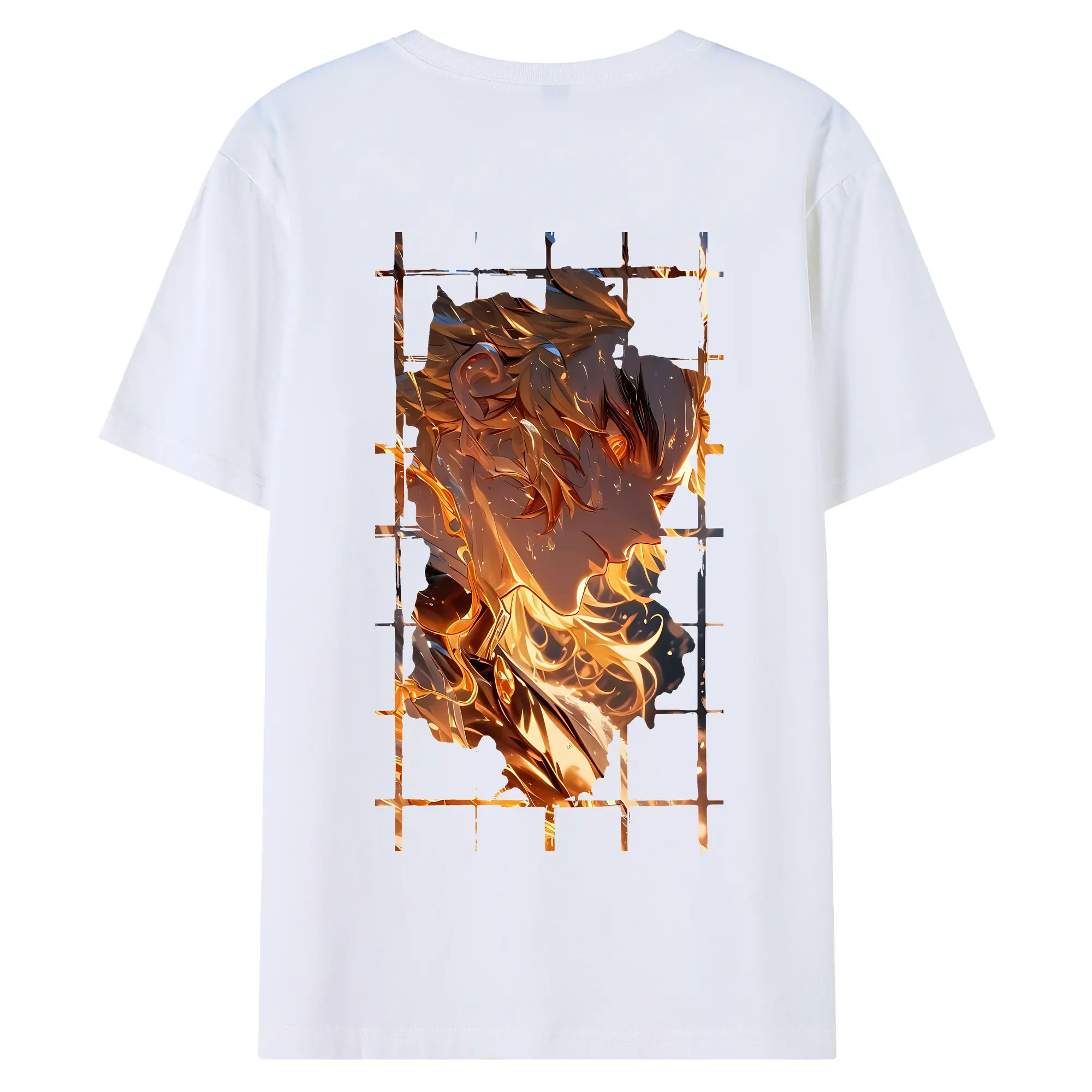 鬼滅の刃 グッズ,煉獄 杏寿郎 - 綿100％ 半袖Tシャツ ・ バックプリント ・ 快適 通気性 ・ 日常使い 散歩 スポーツ用