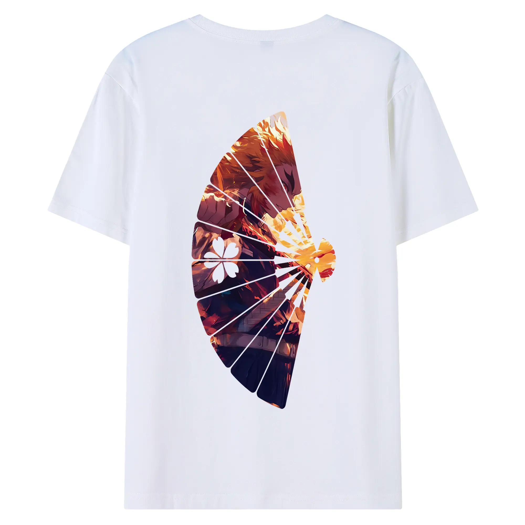 鬼滅の刃 グッズ,煉獄 杏寿郎 - 綿100％ 半袖Tシャツ ・ バックプリント ・ 快適 通気性 ・ 日常使い 散歩 スポーツ用