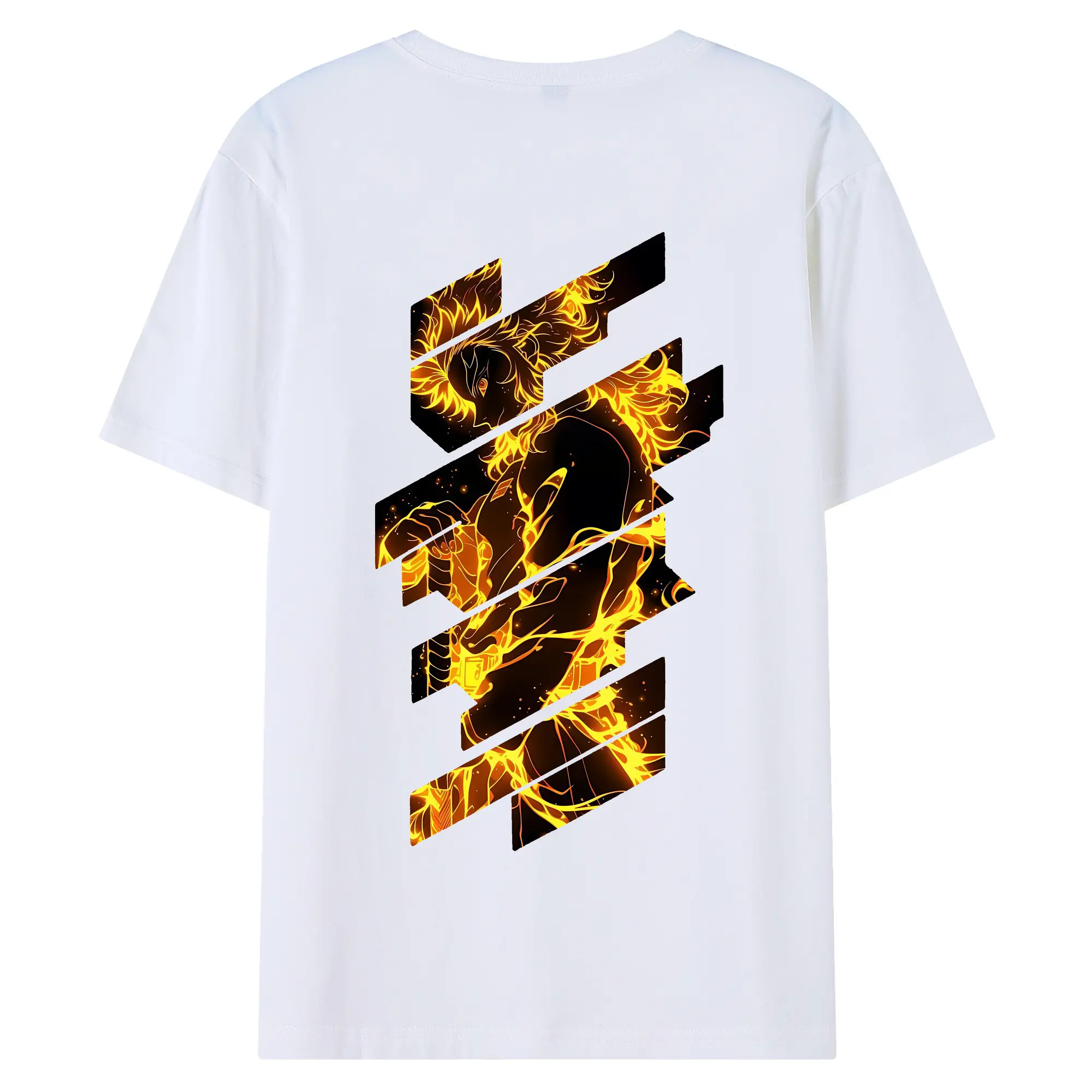 鬼滅の刃 グッズ,煉獄 杏寿郎 - 綿100％ 半袖Tシャツ ・ バックプリント ・ 快適 通気性 ・ 日常使い 散歩 スポーツ用