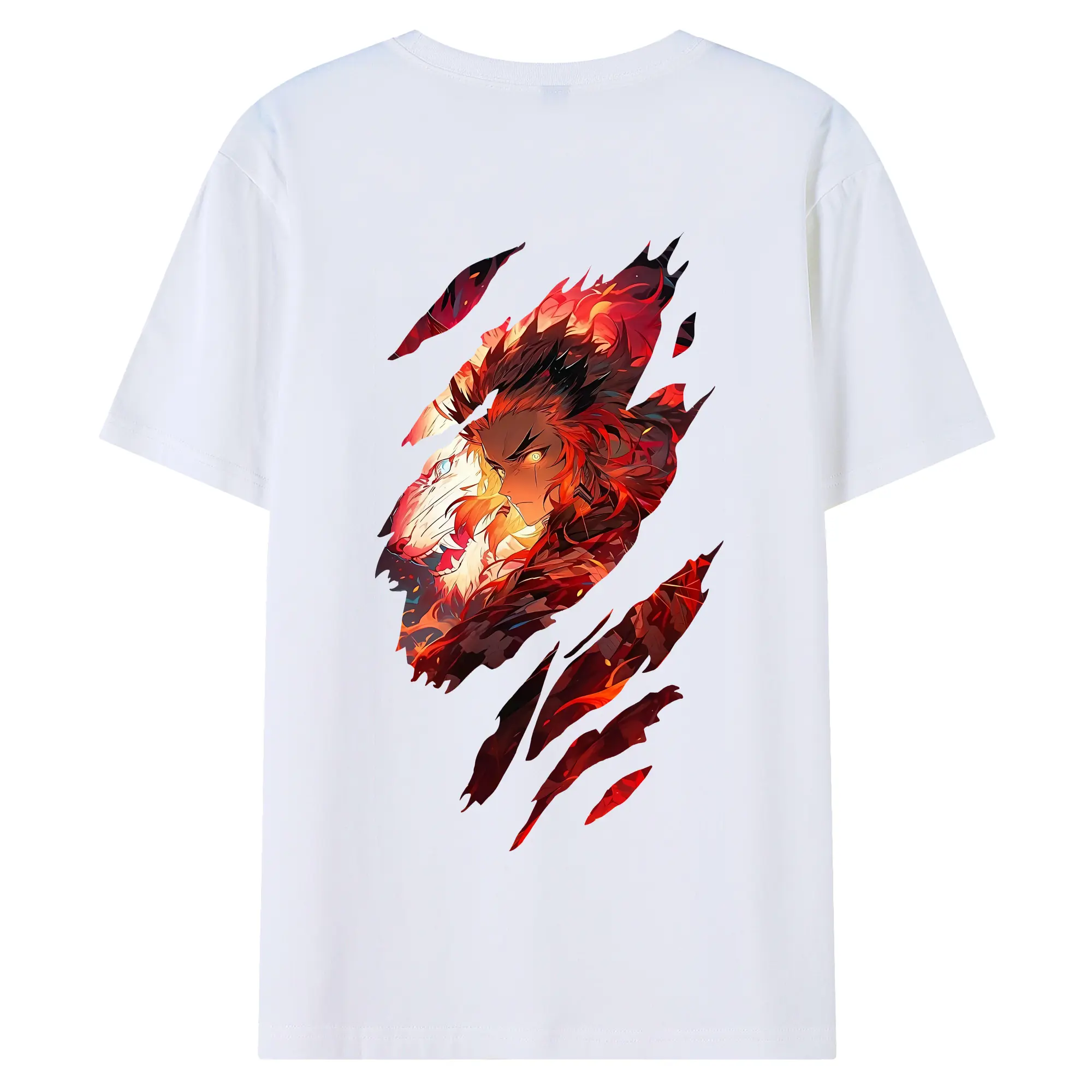 鬼滅の刃 グッズ,煉獄 杏寿郎 - 綿100％ 半袖Tシャツ ・ バックプリント ・ 快適 通気性 ・ 日常使い 散歩 スポーツ用